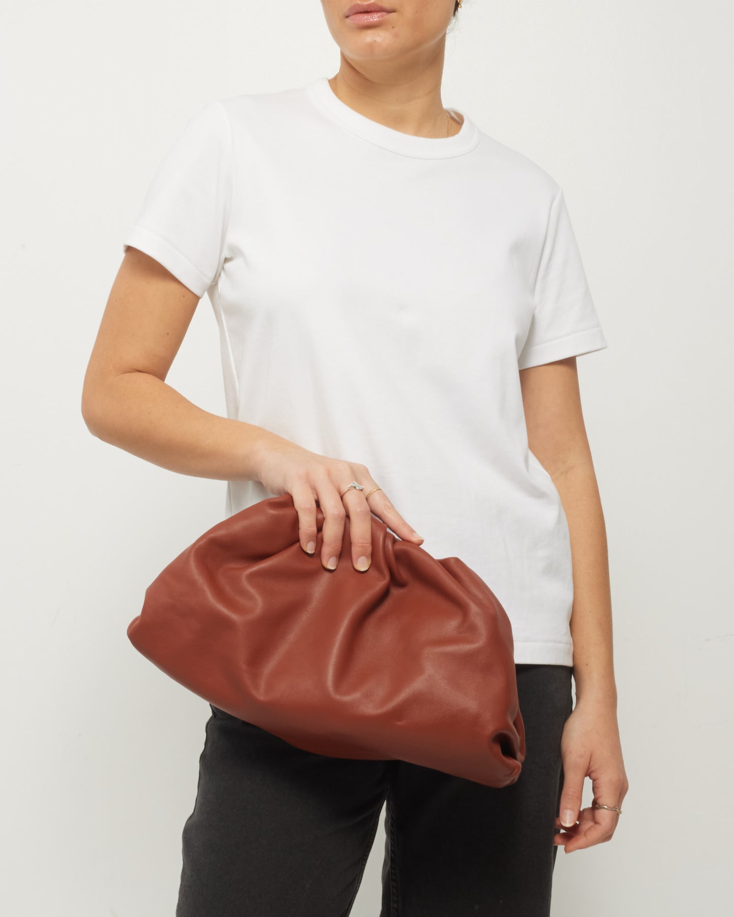 Bottega Veneta Rust Leather The Pouch Clutch Bag