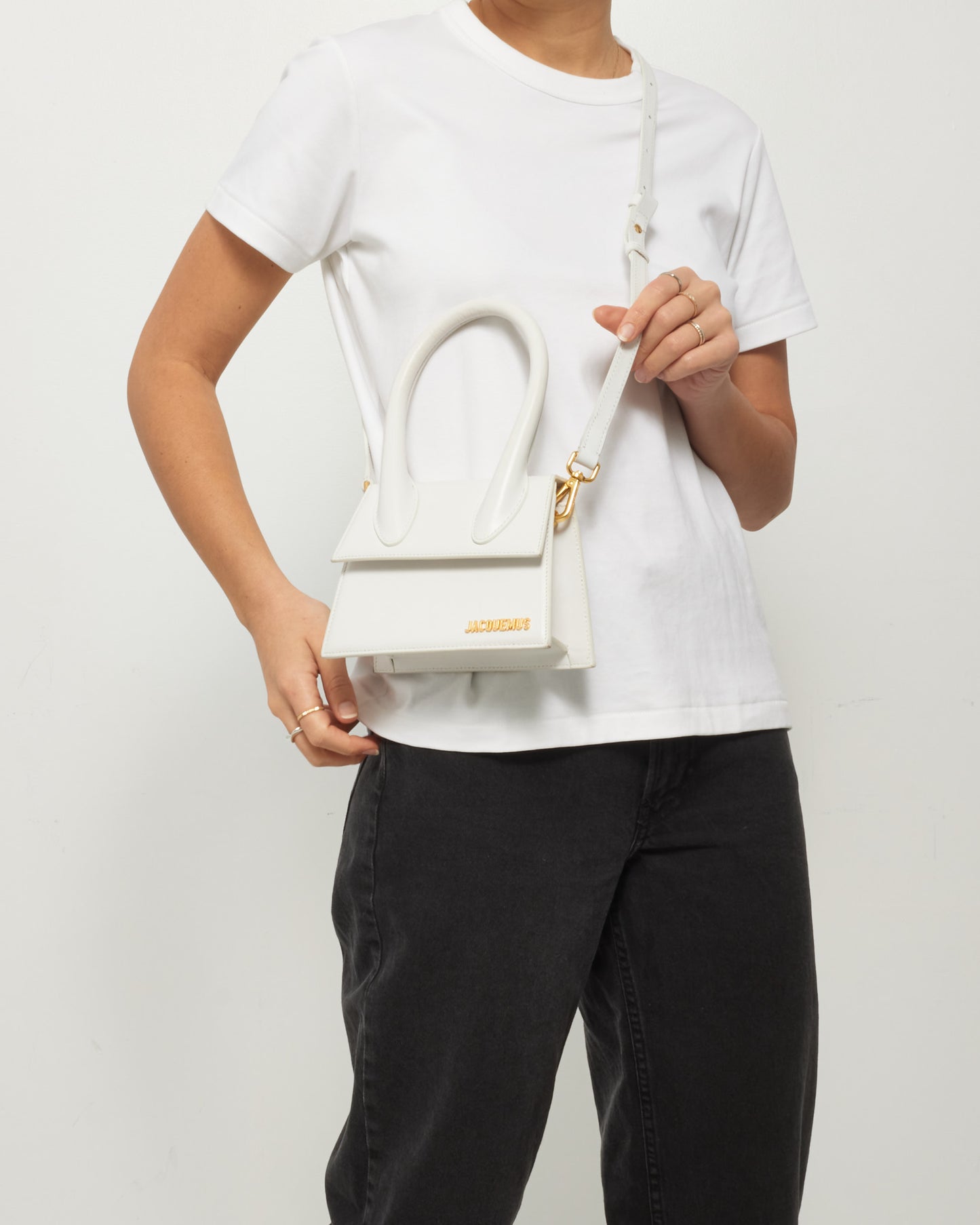 Jacquemus White Leather "Le Chiquito Moyen" Bag