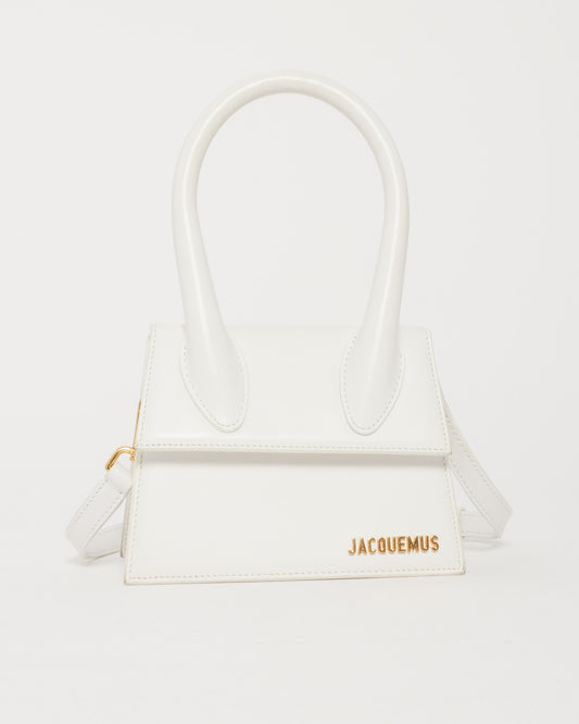 Jacquemus White Leather "Le Chiquito Moyen" Bag