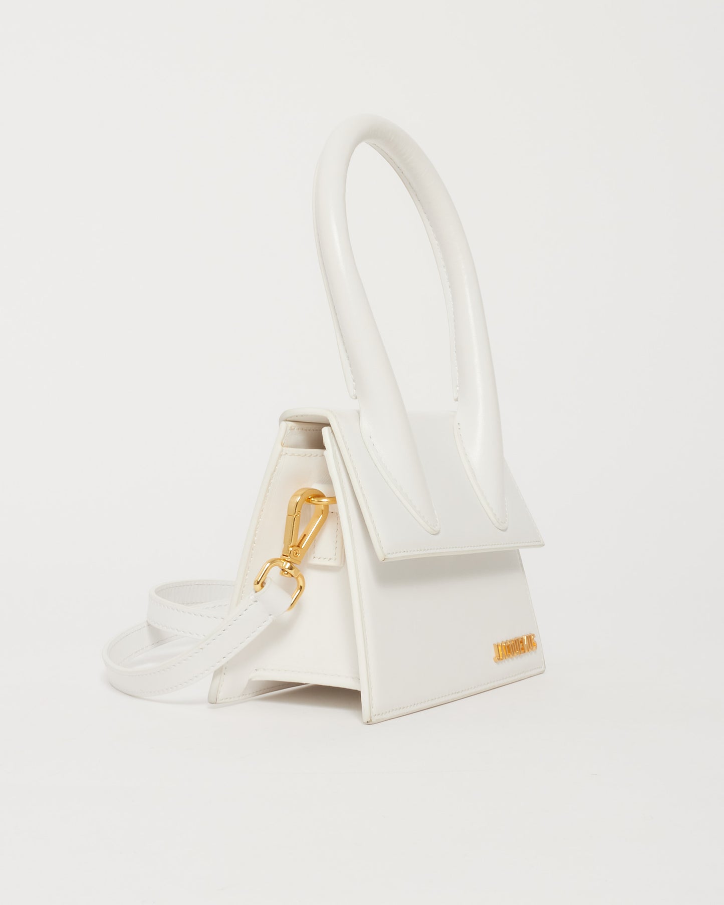 Jacquemus White Leather "Le Chiquito Moyen" Bag