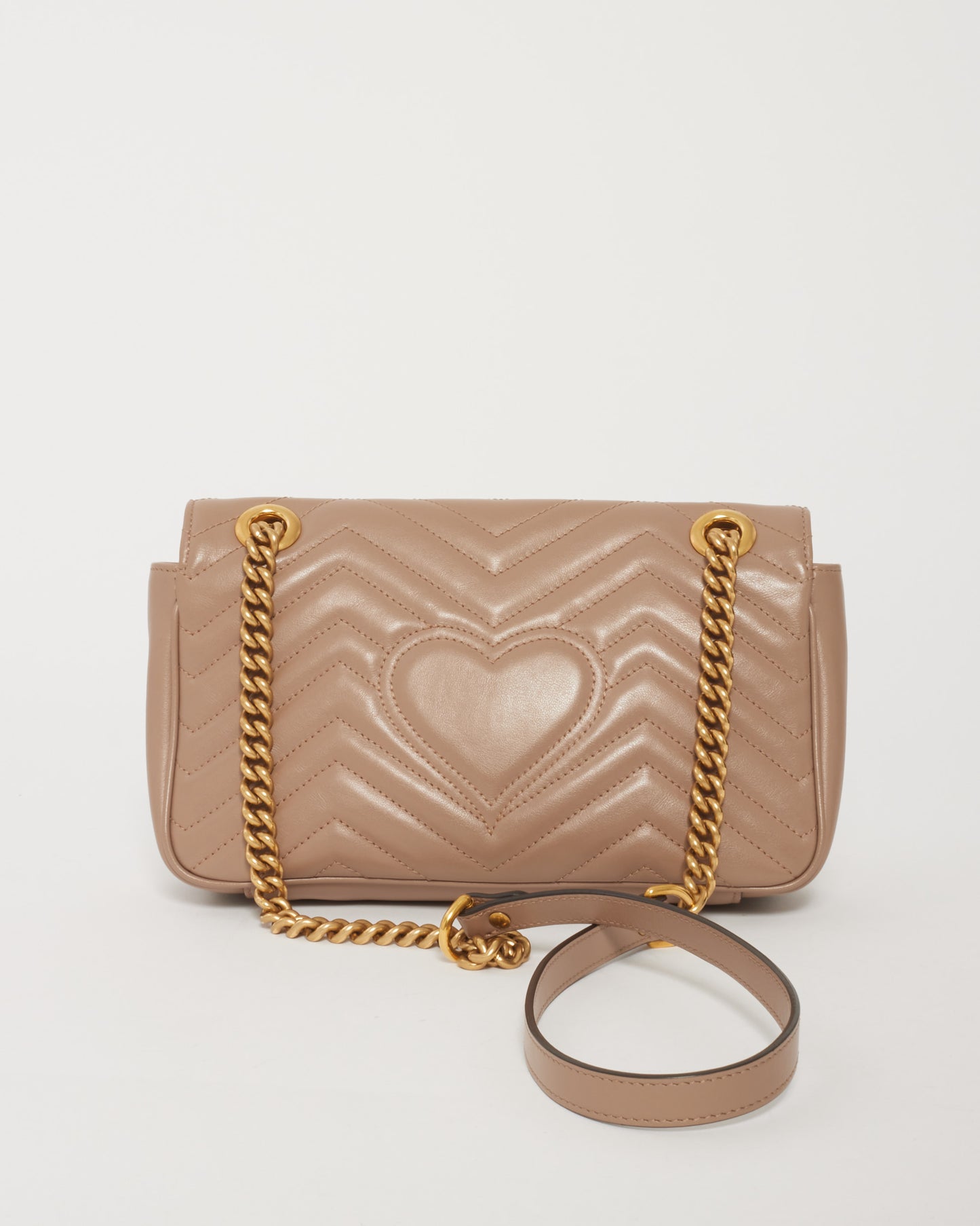 Gucci Blush Leather GG Marmont Matelasse Small Shoulder Bag