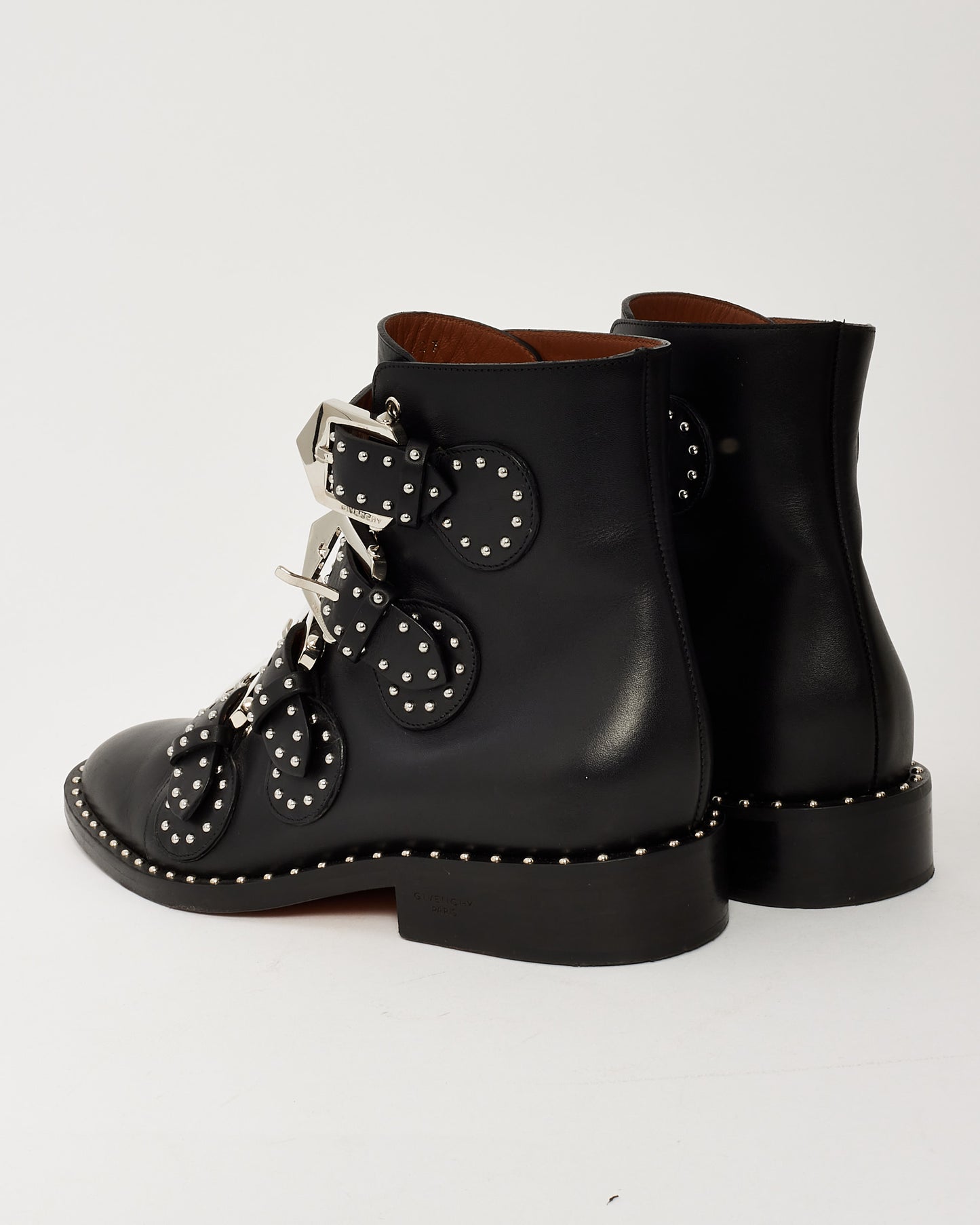 Givenchy Black Leather Studded Prue Buckle Bootie - 36