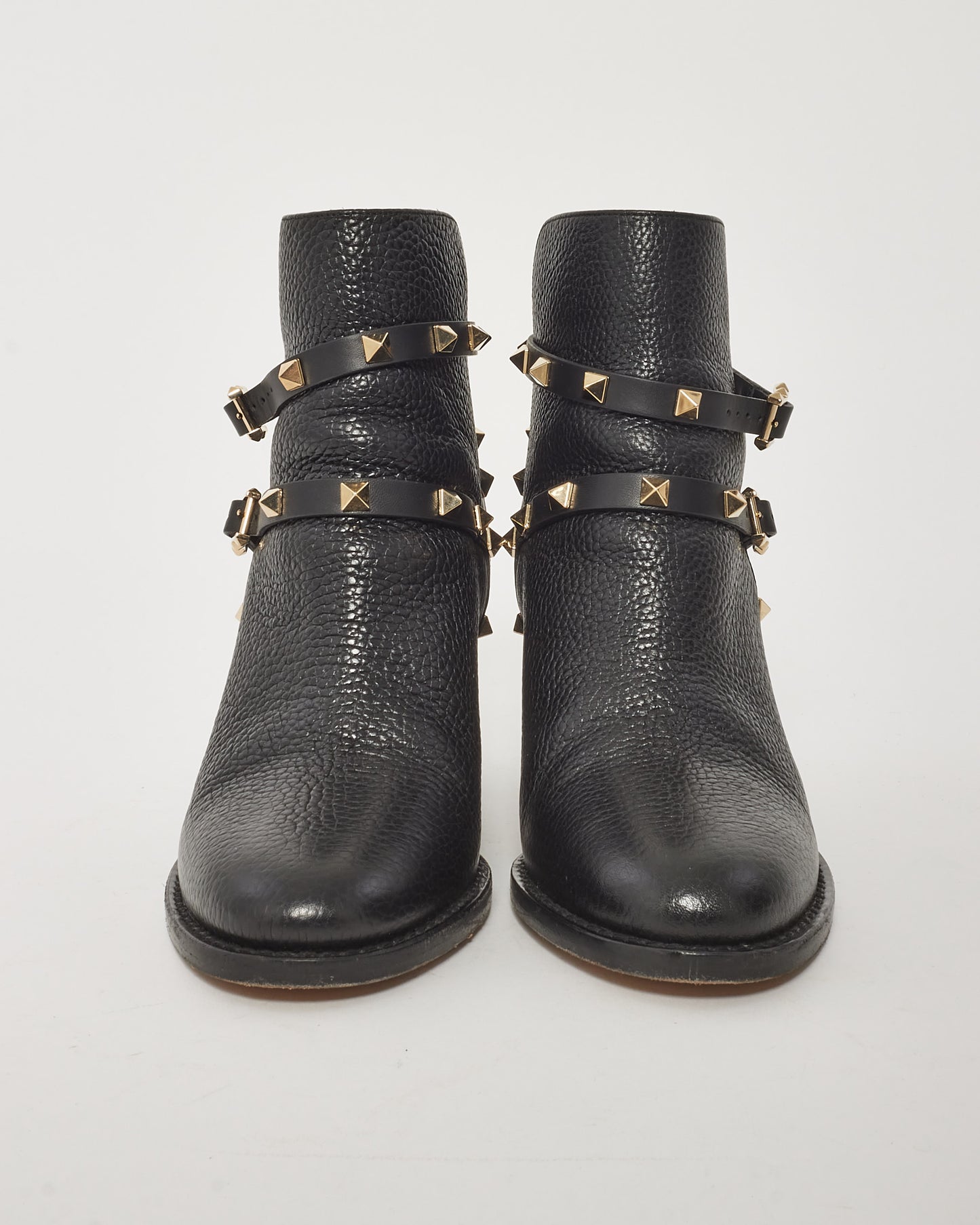 Bottines à talons blocs Rockstud en cuir noir Valentino - 36,5