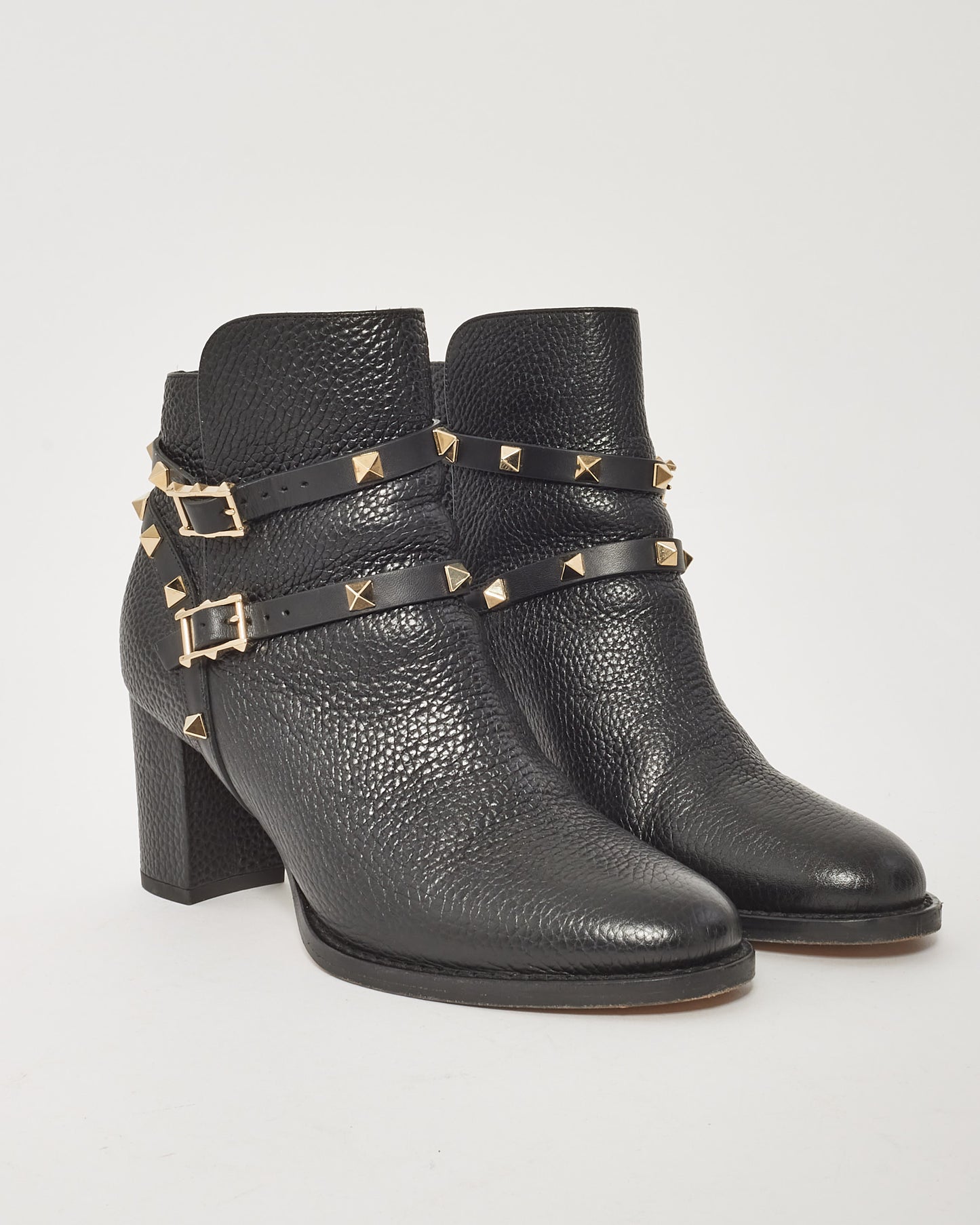 Bottines à talons blocs Rockstud en cuir noir Valentino - 36,5