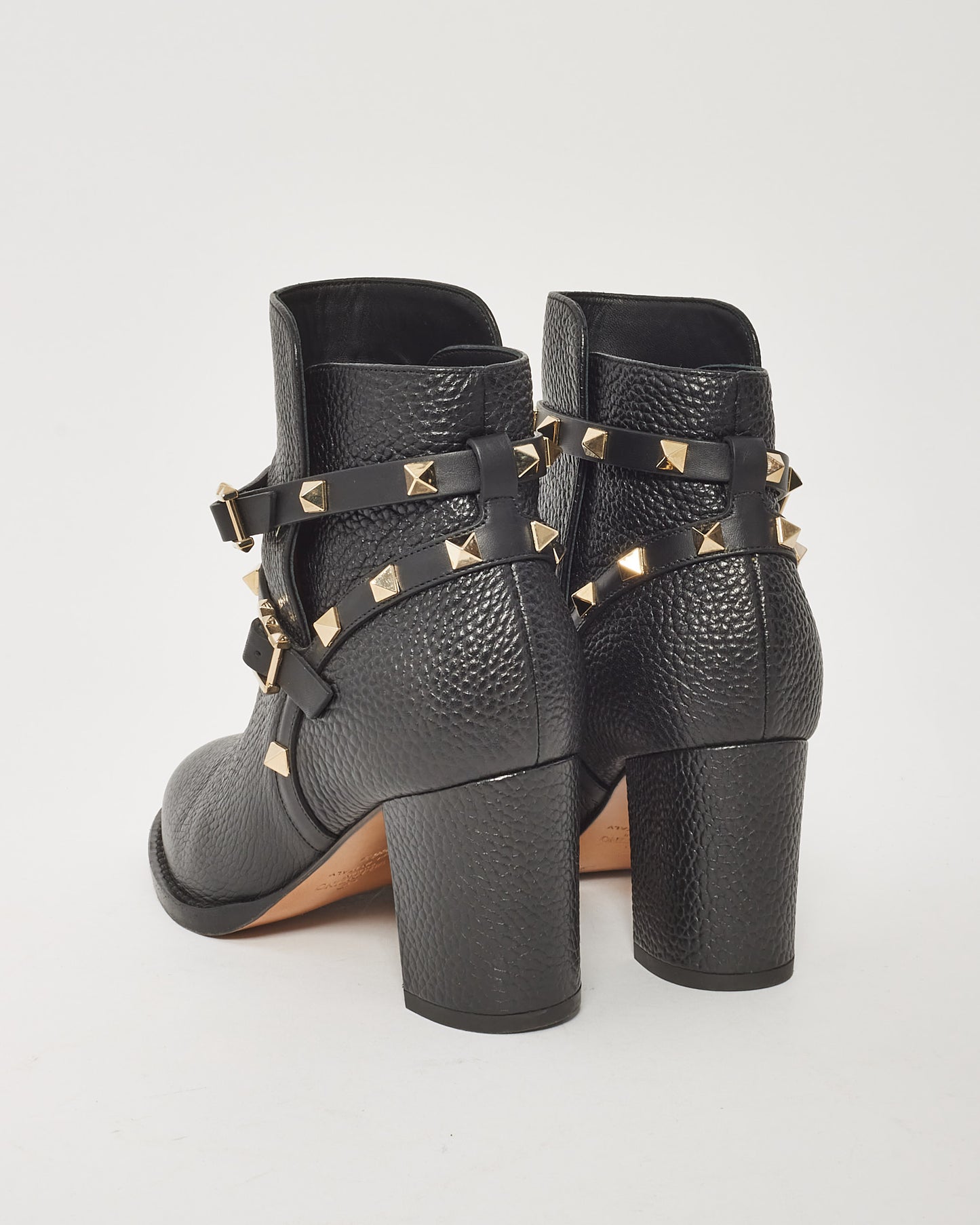 Bottines à talons blocs Rockstud en cuir noir Valentino - 36,5