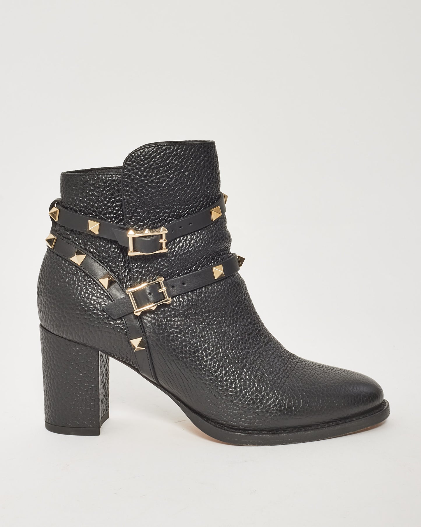 Bottines à talons blocs Rockstud en cuir noir Valentino - 36,5