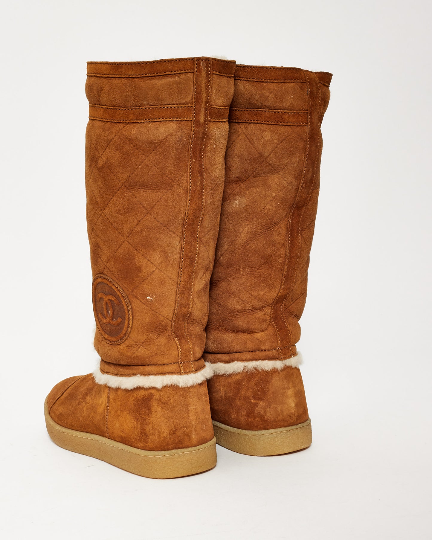 Chanel Brown Suede Shearling Interior Boots - 37