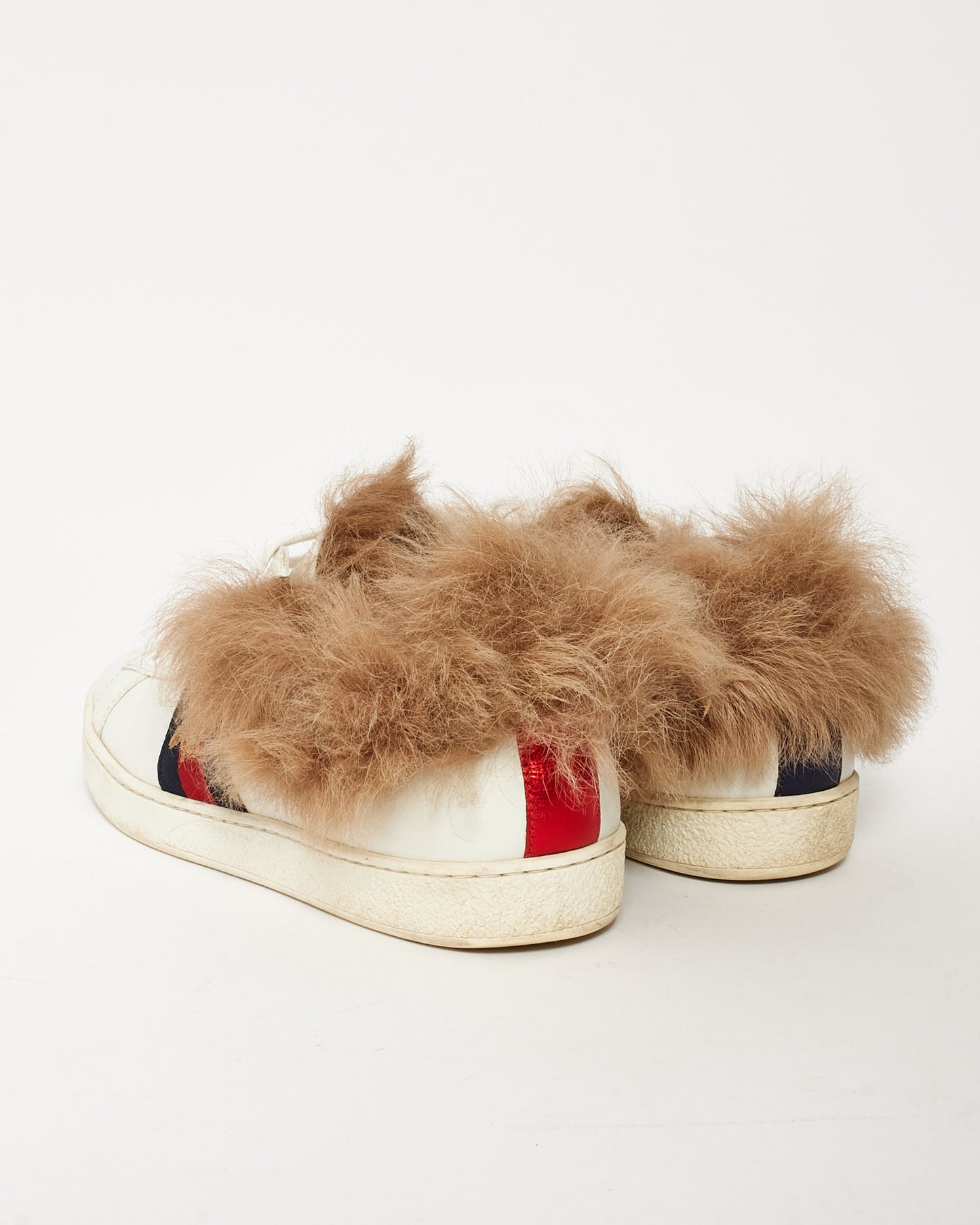 Gucci White Leather Fur Lined Ace Sneakers - 39