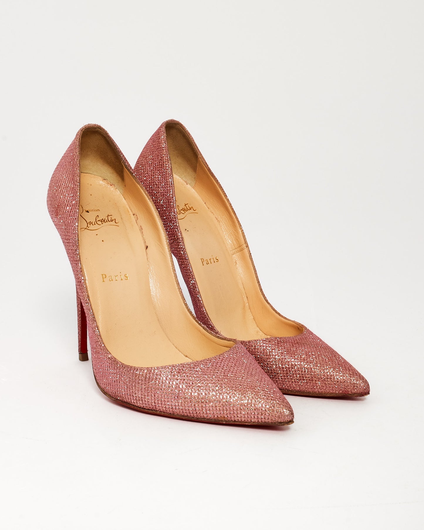 Christian Louboutin Pink Glitter Tissue So Kate 120 Pumps - 39.5