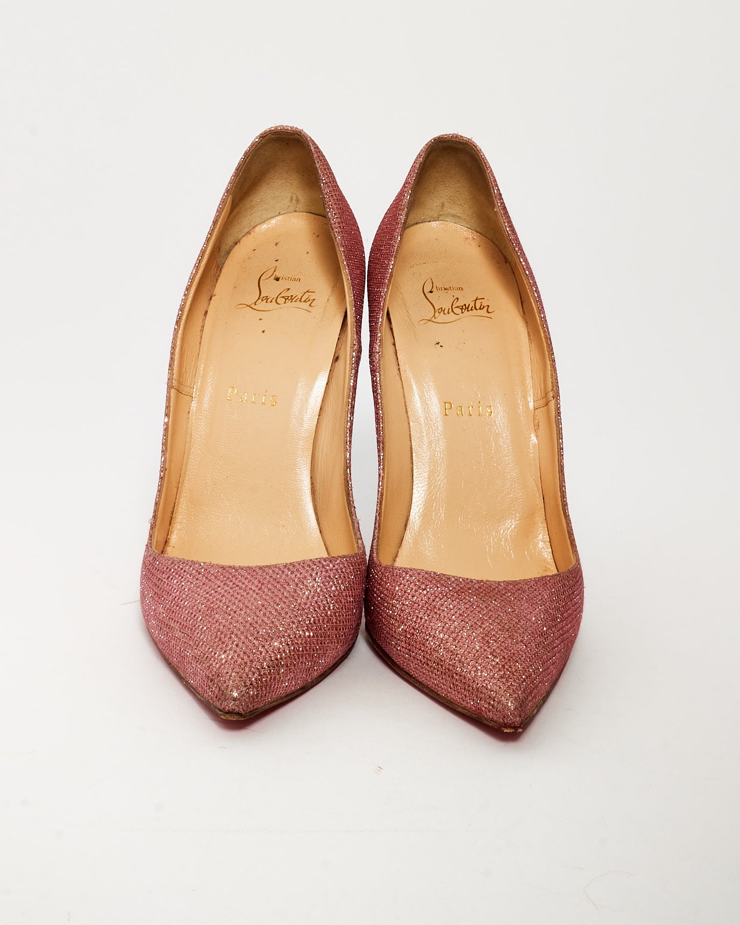 Christian Louboutin Pink Glitter Tissue So Kate 120 Pumps - 39.5