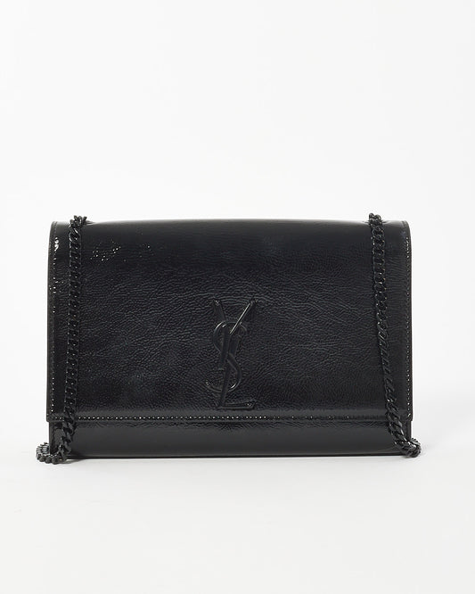 Saint Laurent Black Grained Patent Leather Medium Kate Crossbody Bag