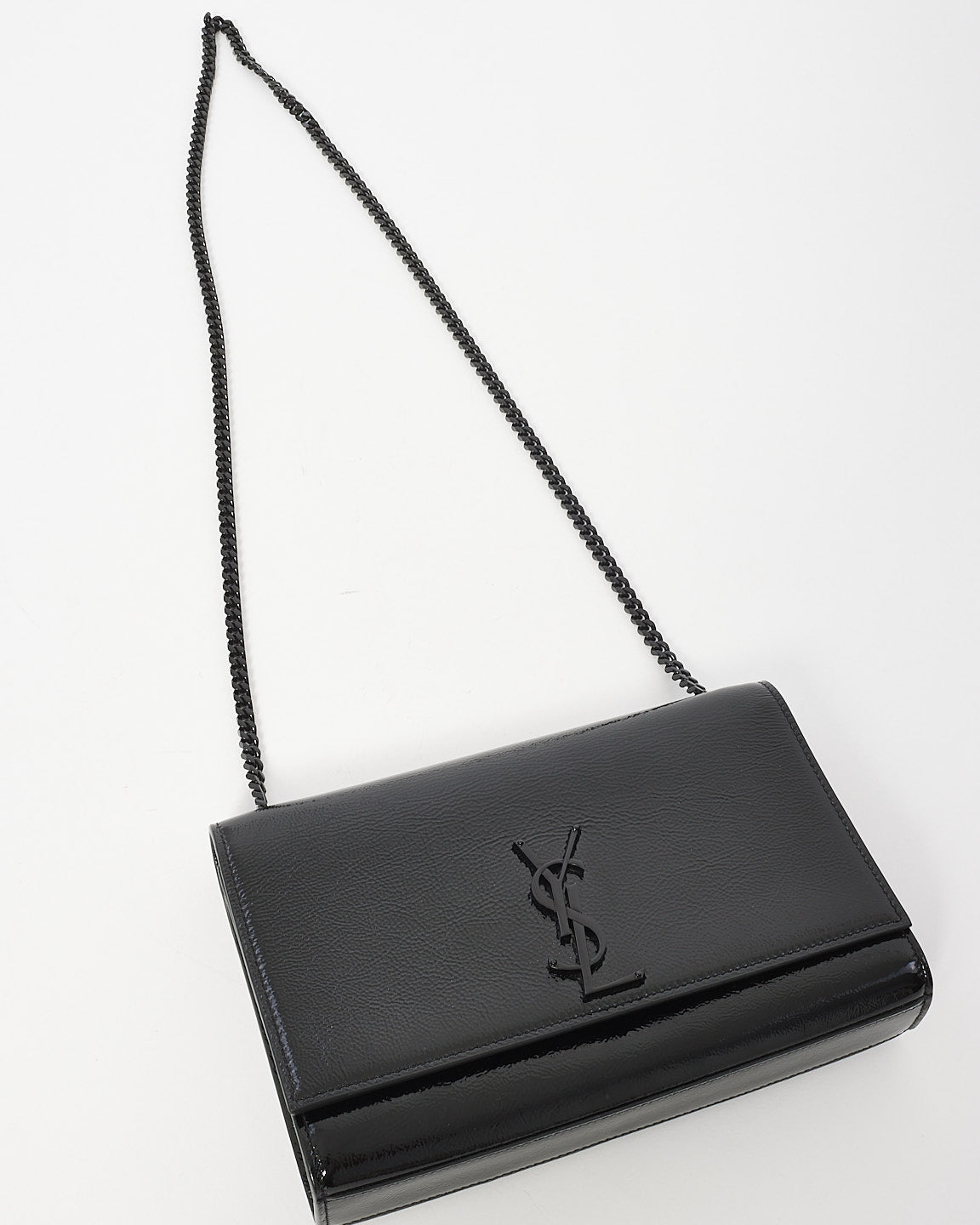 Saint Laurent Black Grained Patent Leather Medium Kate Crossbody Bag