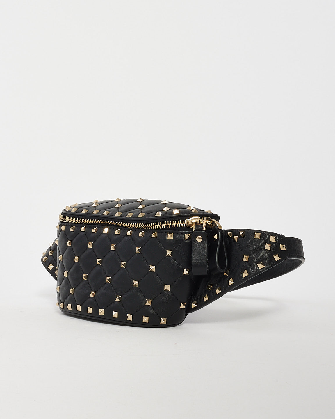 Valentino Black Leather Rockstud Spike Belt bag