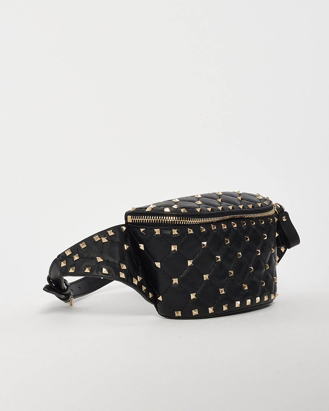 Valentino Black Leather Rockstud Spike Belt bag