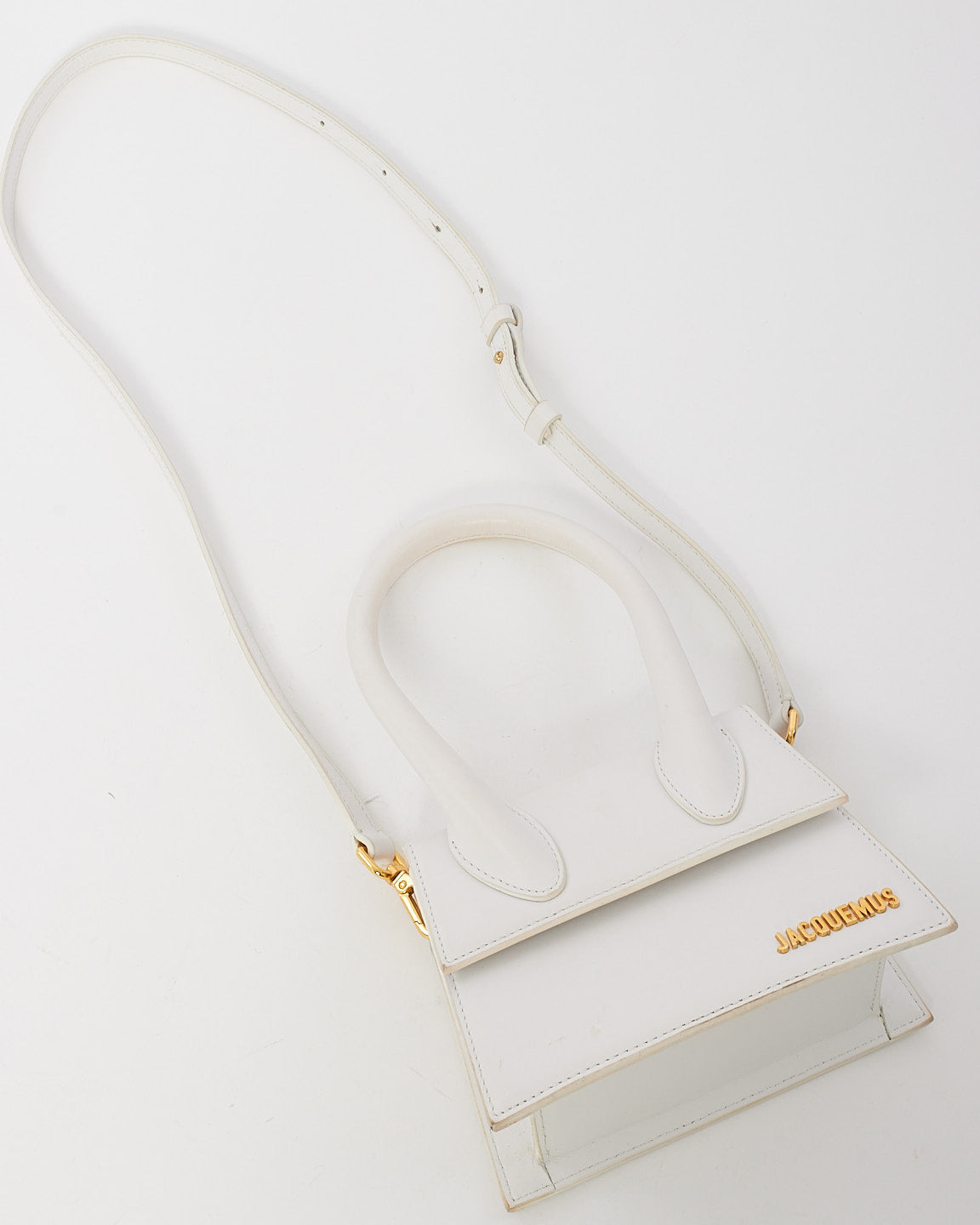 Jacquemus White Leather "Le Chiquito Moyen" Bag