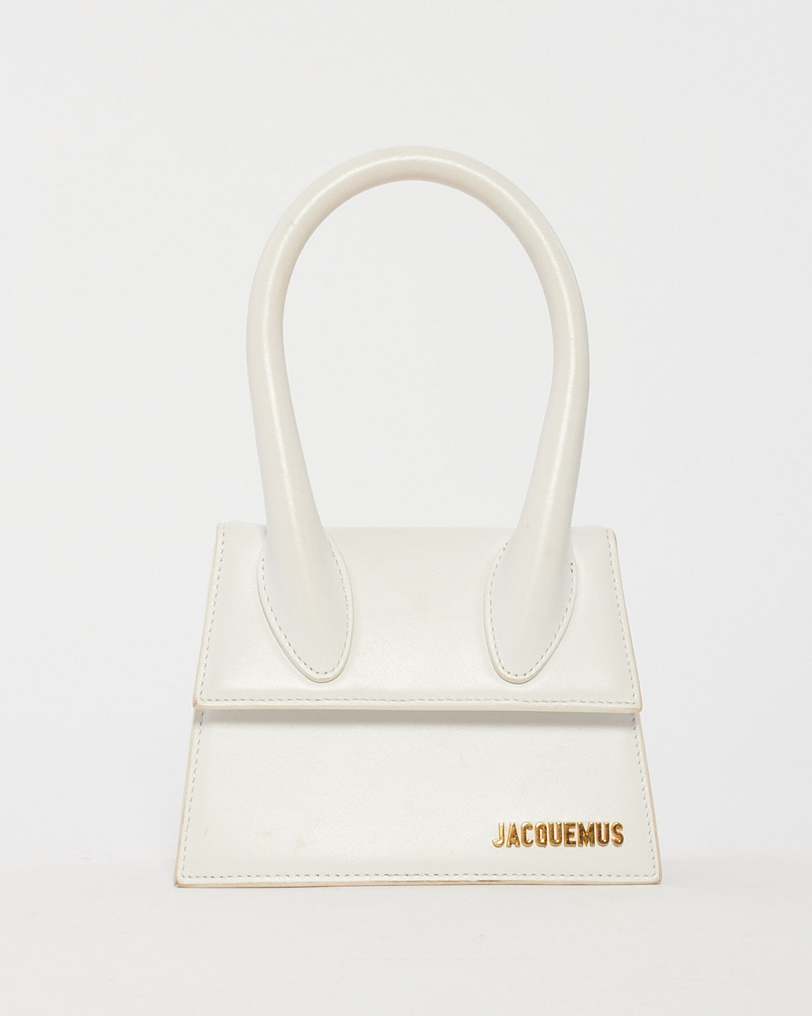 Jacquemus White Leather "Le Chiquito Moyen" Bag