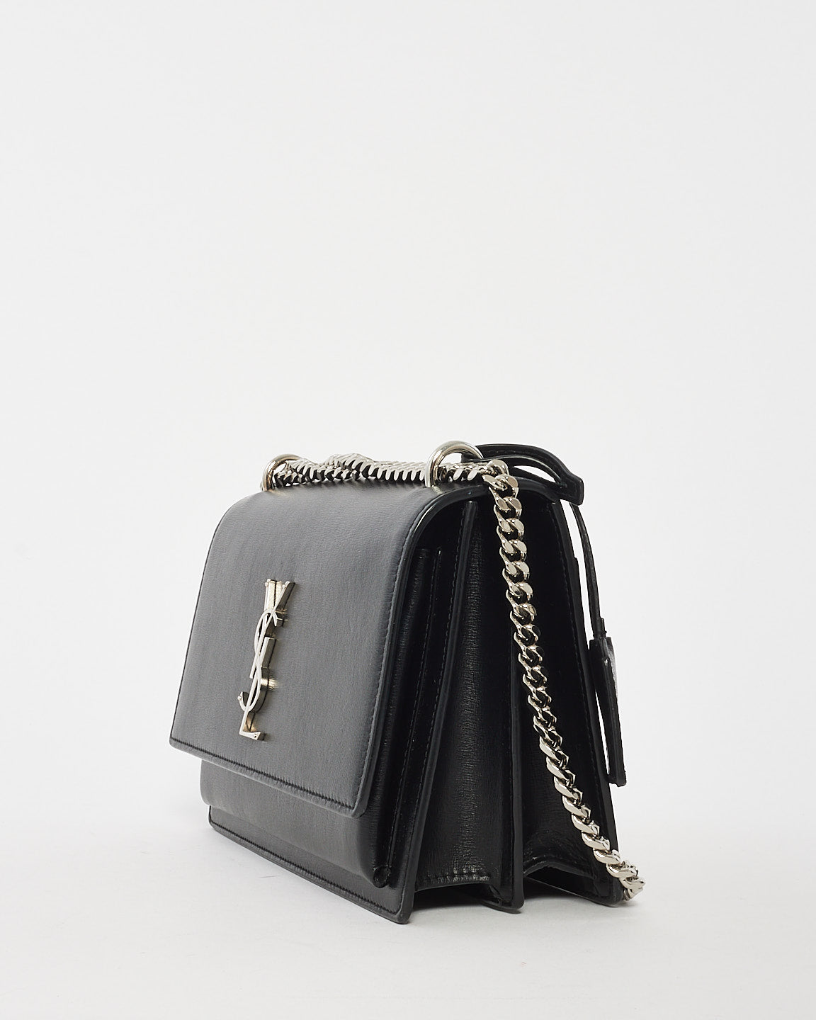 Saint Laurent Black Leather Medium Sunset Bag SHW