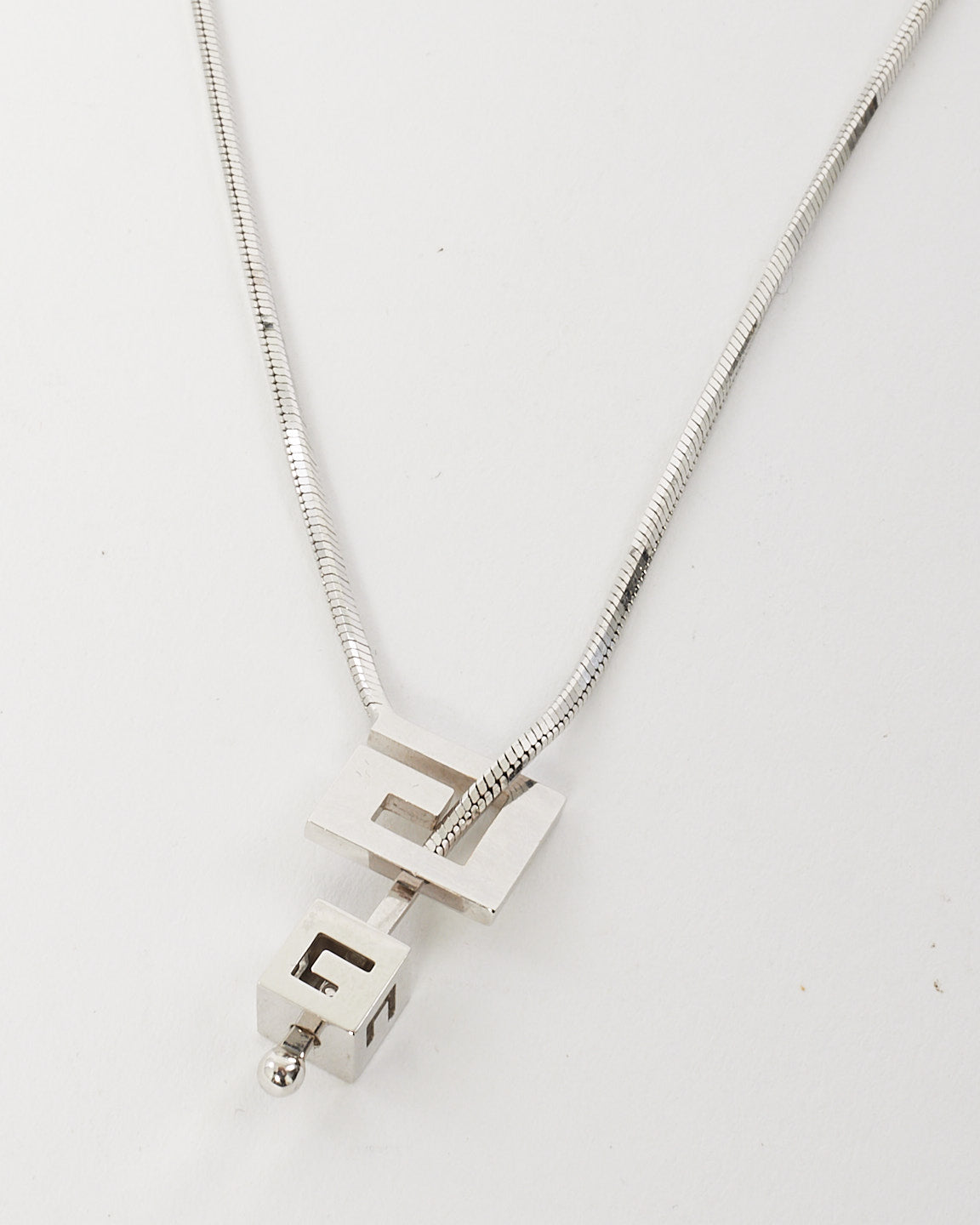 Gucci White Gold 18k G Logo Necklace