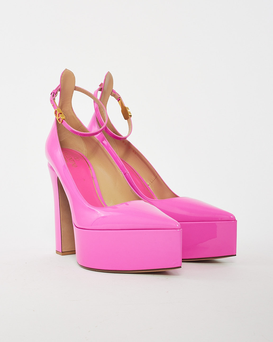 Valentino Pink Patent Leather Tan-Go Platform Pump - 40