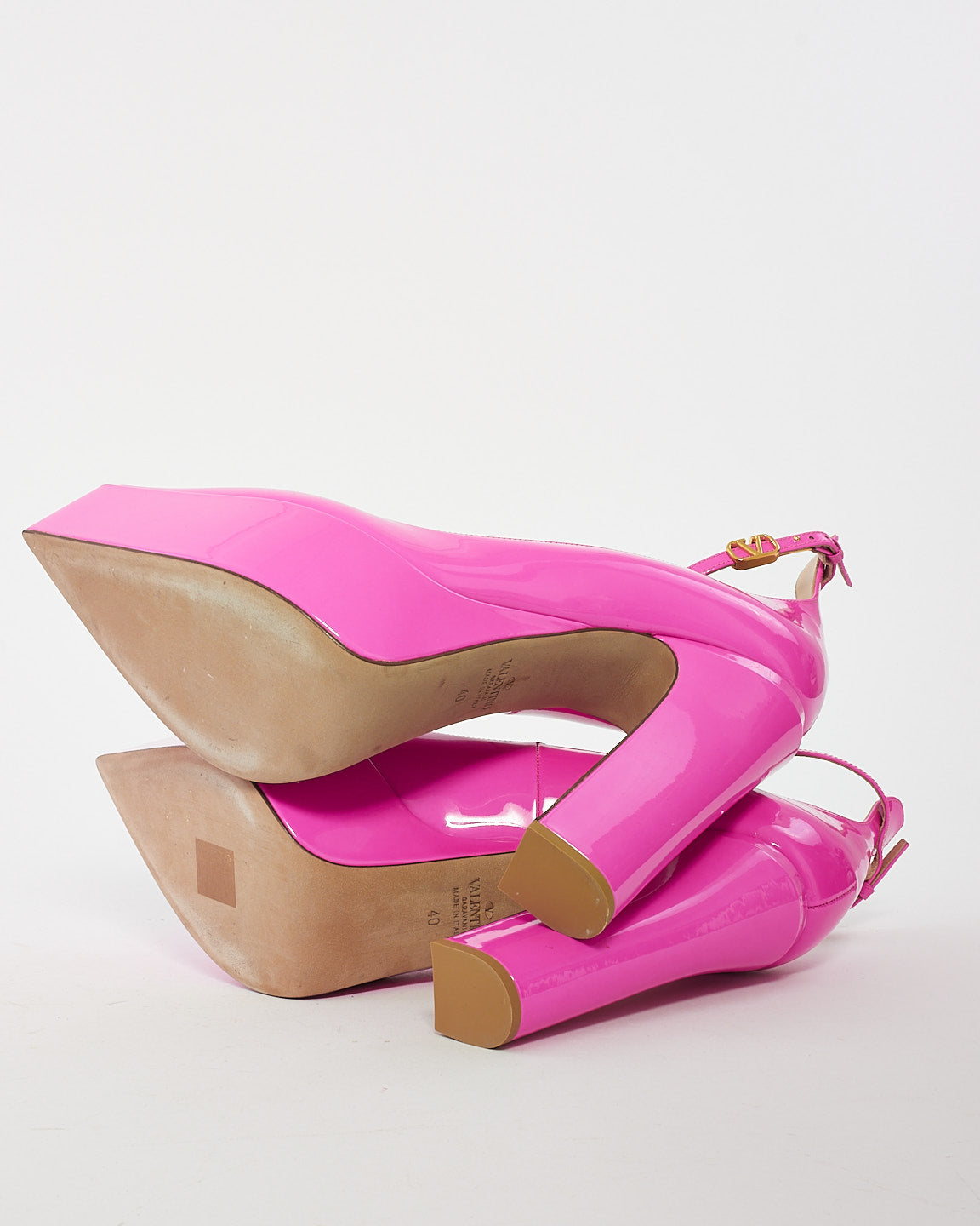 Valentino Pink Patent Leather Tan-Go Platform Pump - 40