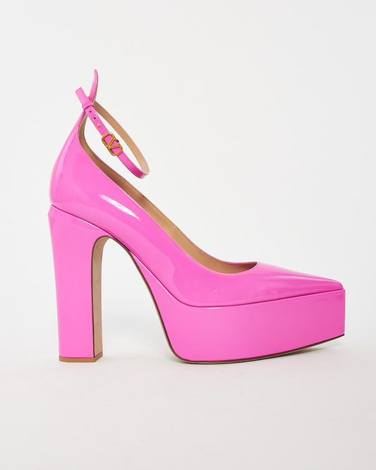 Valentino Pink Patent Leather Tan-Go Platform Pump - 40