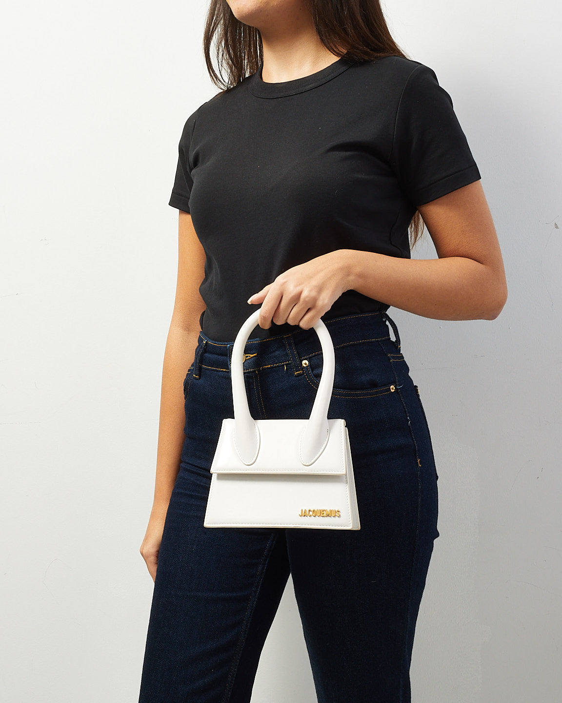 Jacquemus White Leather "Le Chiquito Moyen" Bag