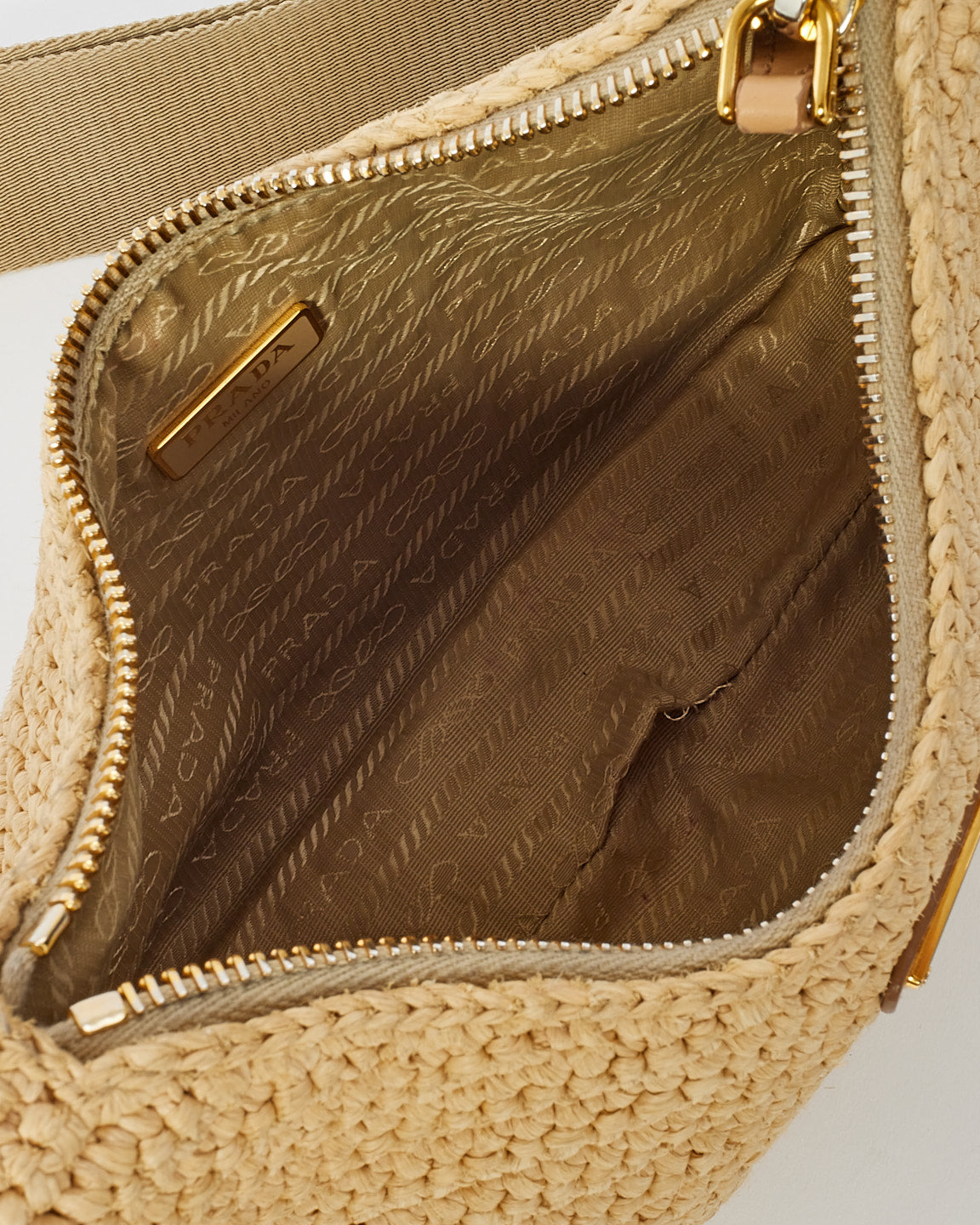 Prada Beige Raffia 2005 Re-Edition Crochet Crossbody Bag