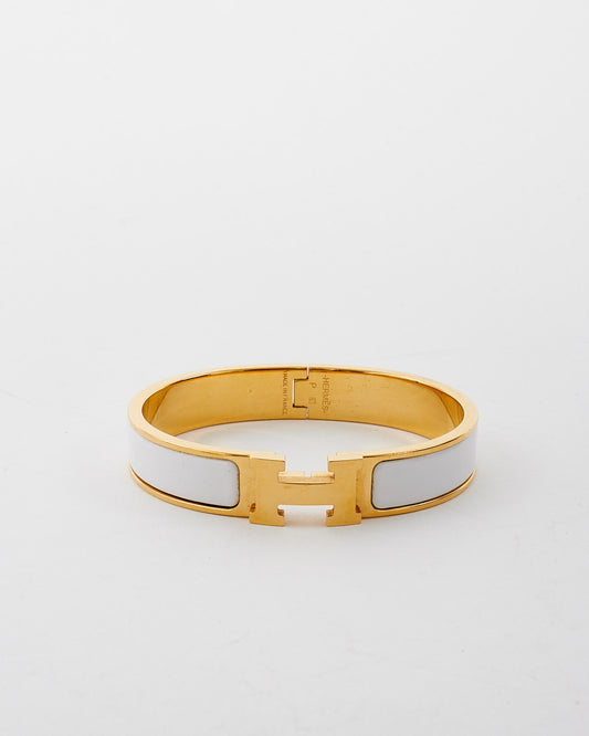 Hermès White 
Gold Colour Metal Clic H Bracelet - GM