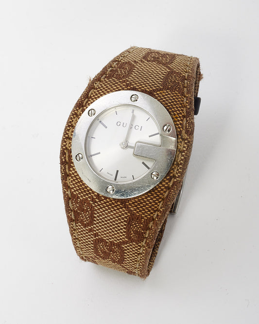 Gucci Brown Monogram Canvas Bandeau Watch