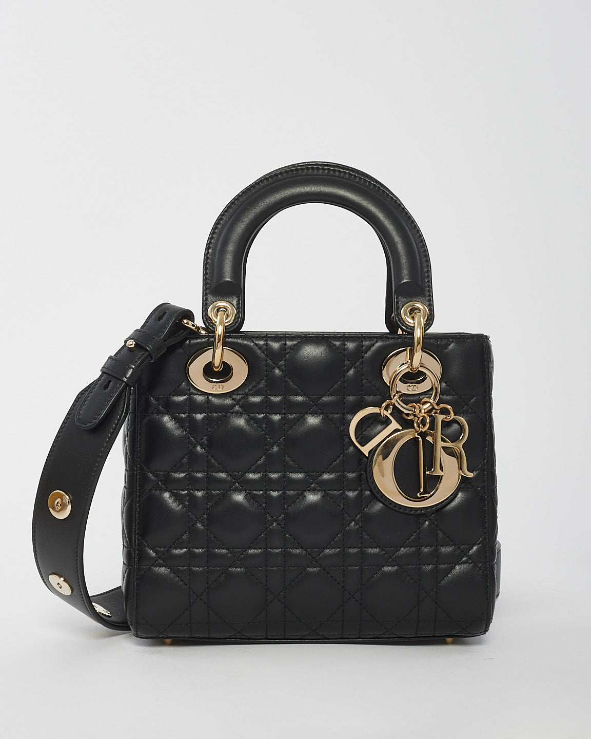 Dior Black Lambskin Leather Small Lady Dior Bag