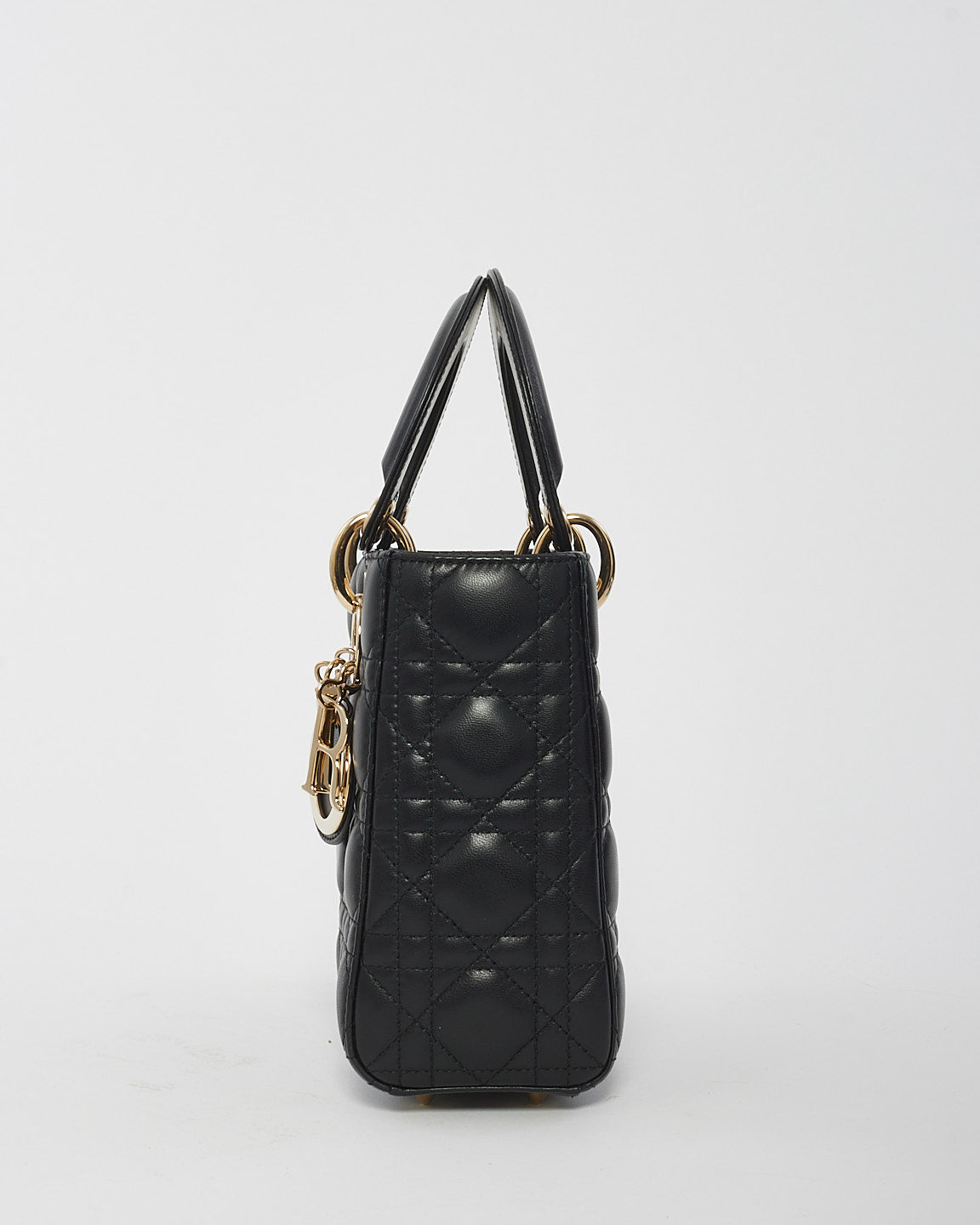 Dior Black Lambskin Leather Small Lady Dior Bag