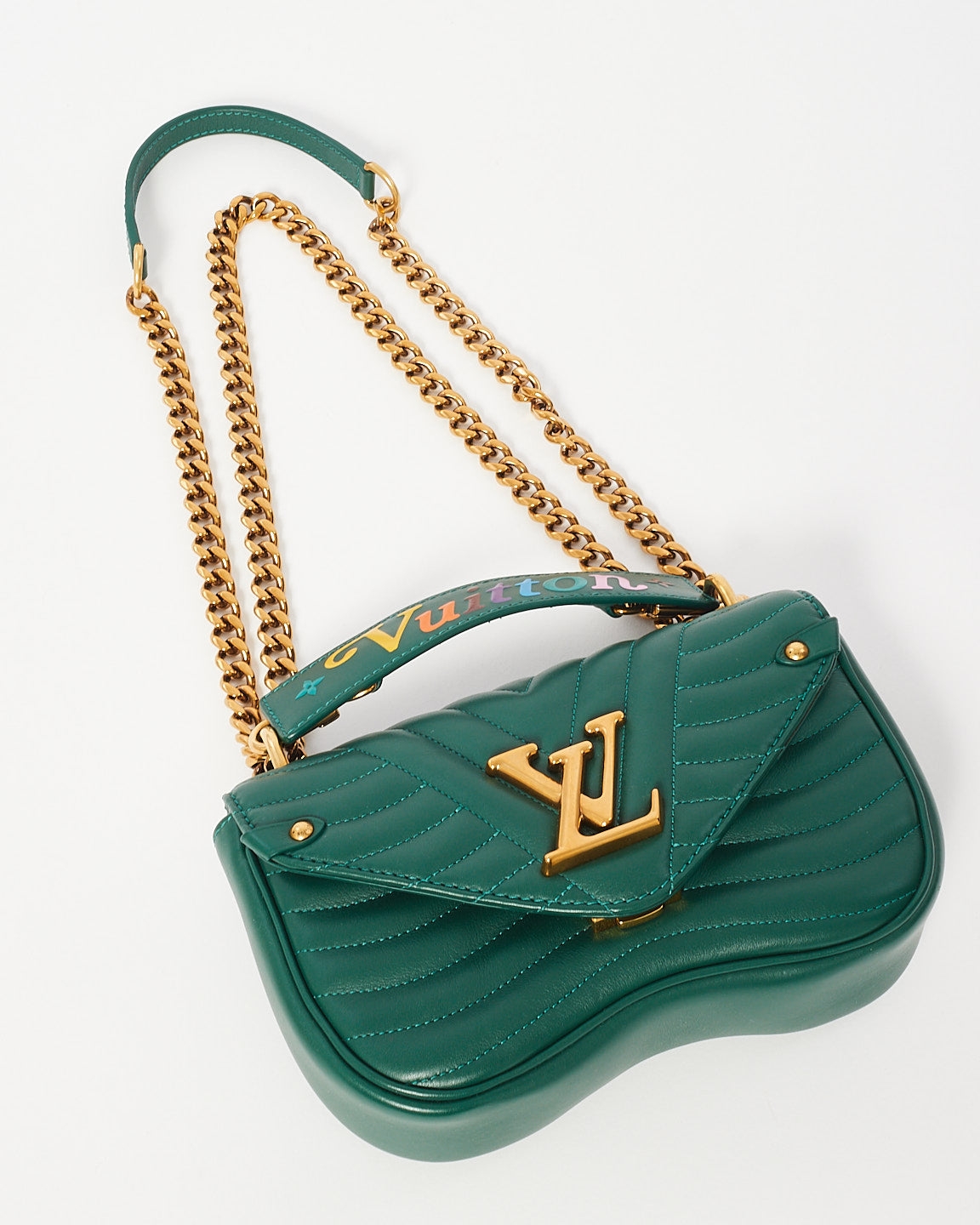 Louis Vuitton Chaîne New Wave en cuir vert émeraude PM