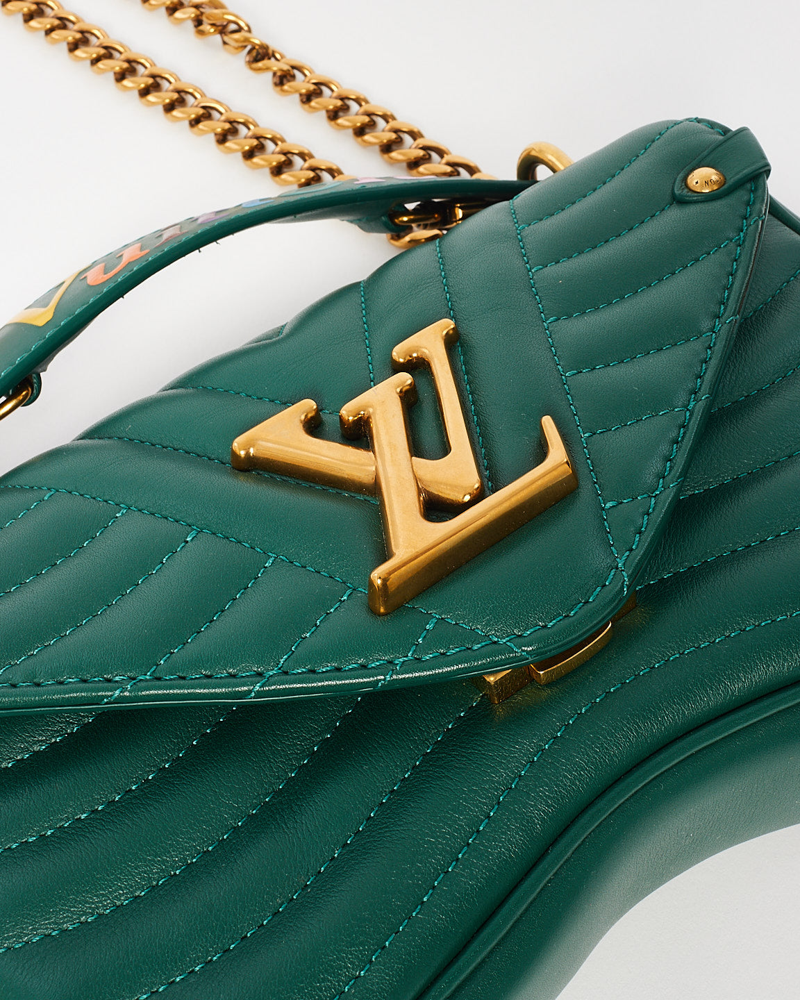 Louis Vuitton Chaîne New Wave en cuir vert émeraude PM