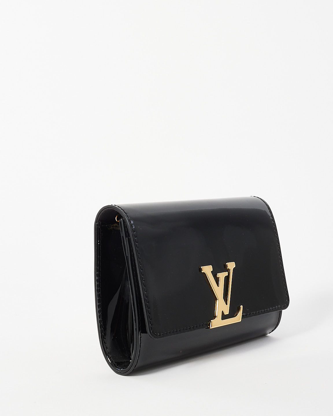 Louis Vuitton Sac Louise PM en cuir verni noir avec chaîne