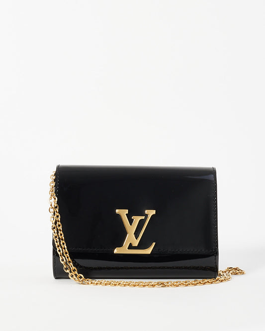 Louis Vuitton Sac Louise PM en cuir verni noir avec chaîne