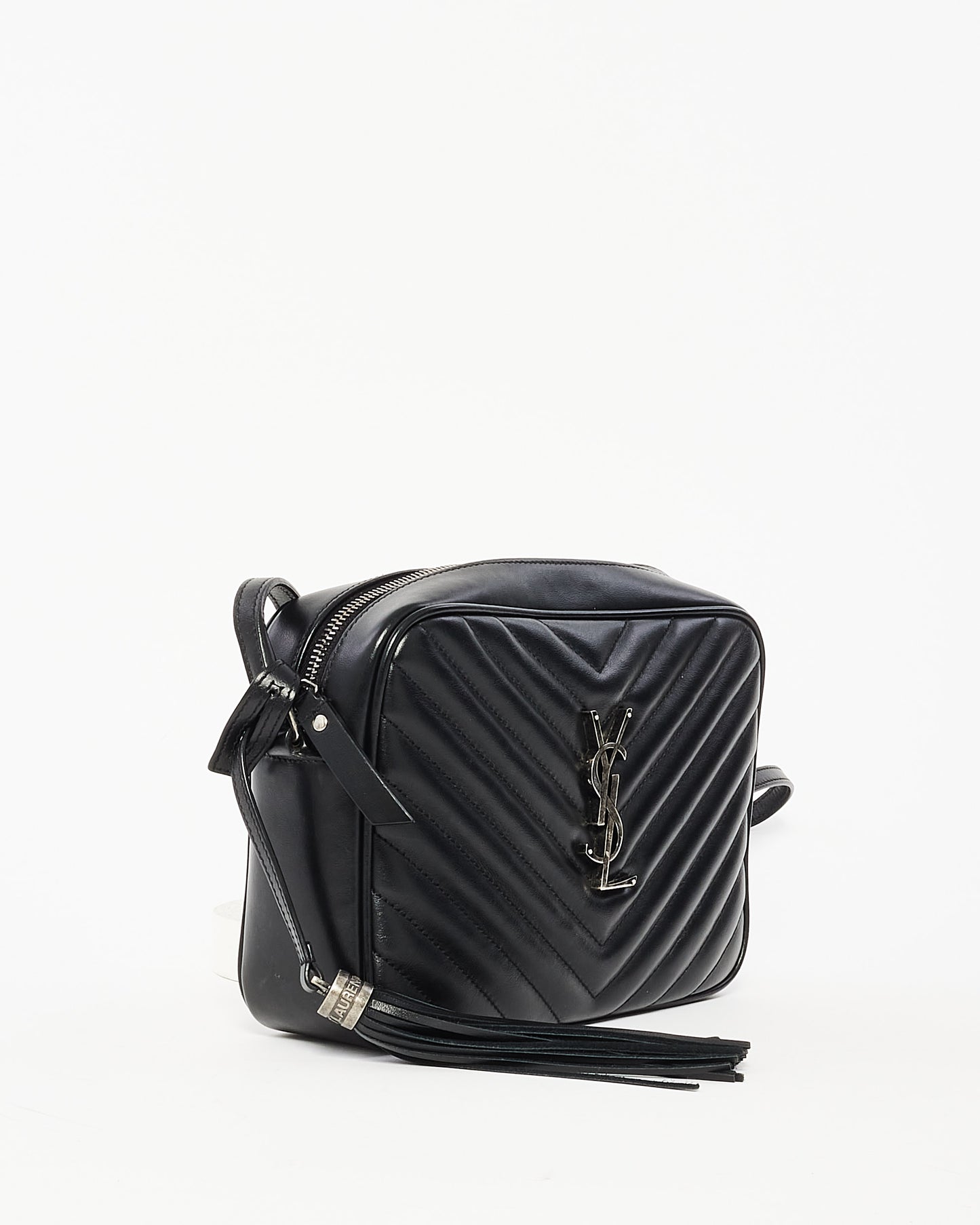 Saint Laurent Black Chevron Quilted Leather Lou Camera Bag