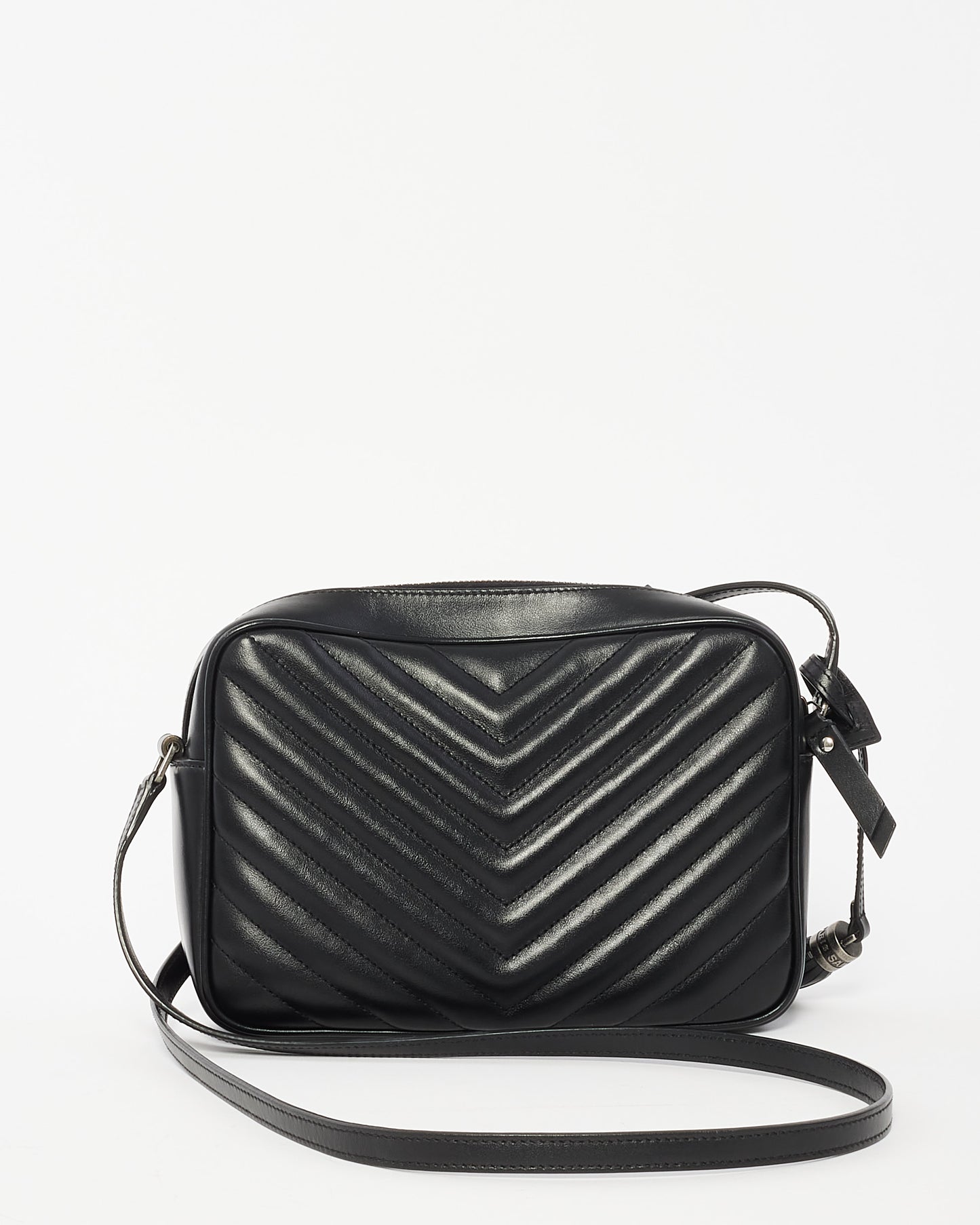 Saint Laurent Black Chevron Quilted Leather Lou Camera Bag