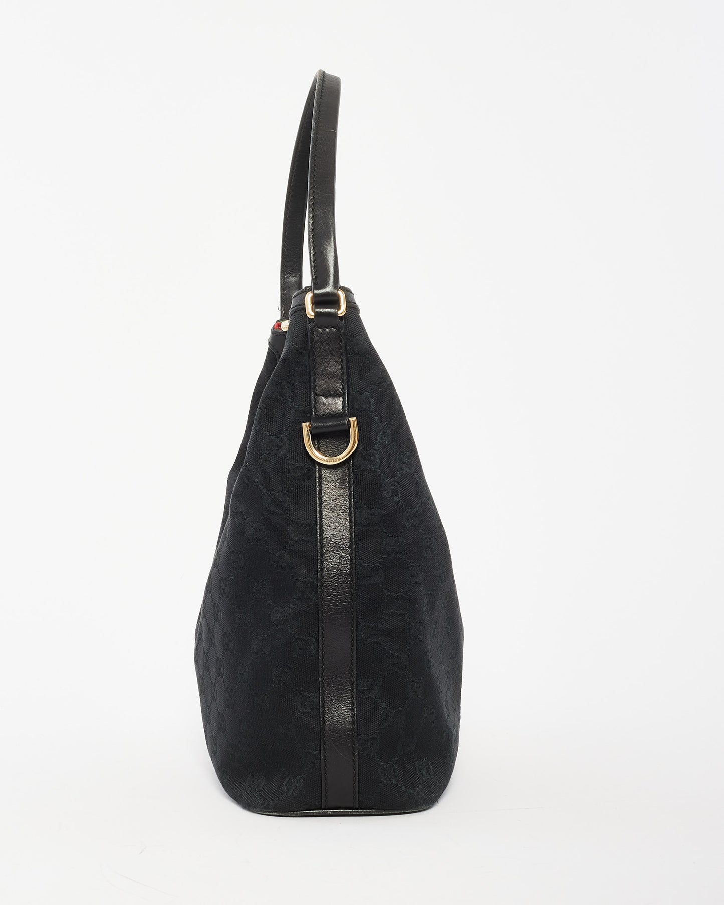 Gucci Black Monogram Canvas GG Logo Hobo Bag