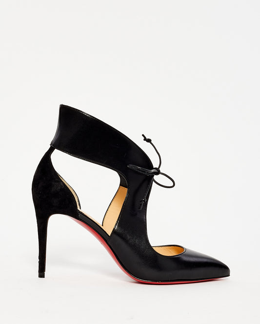 Christian Louboutin Black Leather Lace Up Pumps - 36