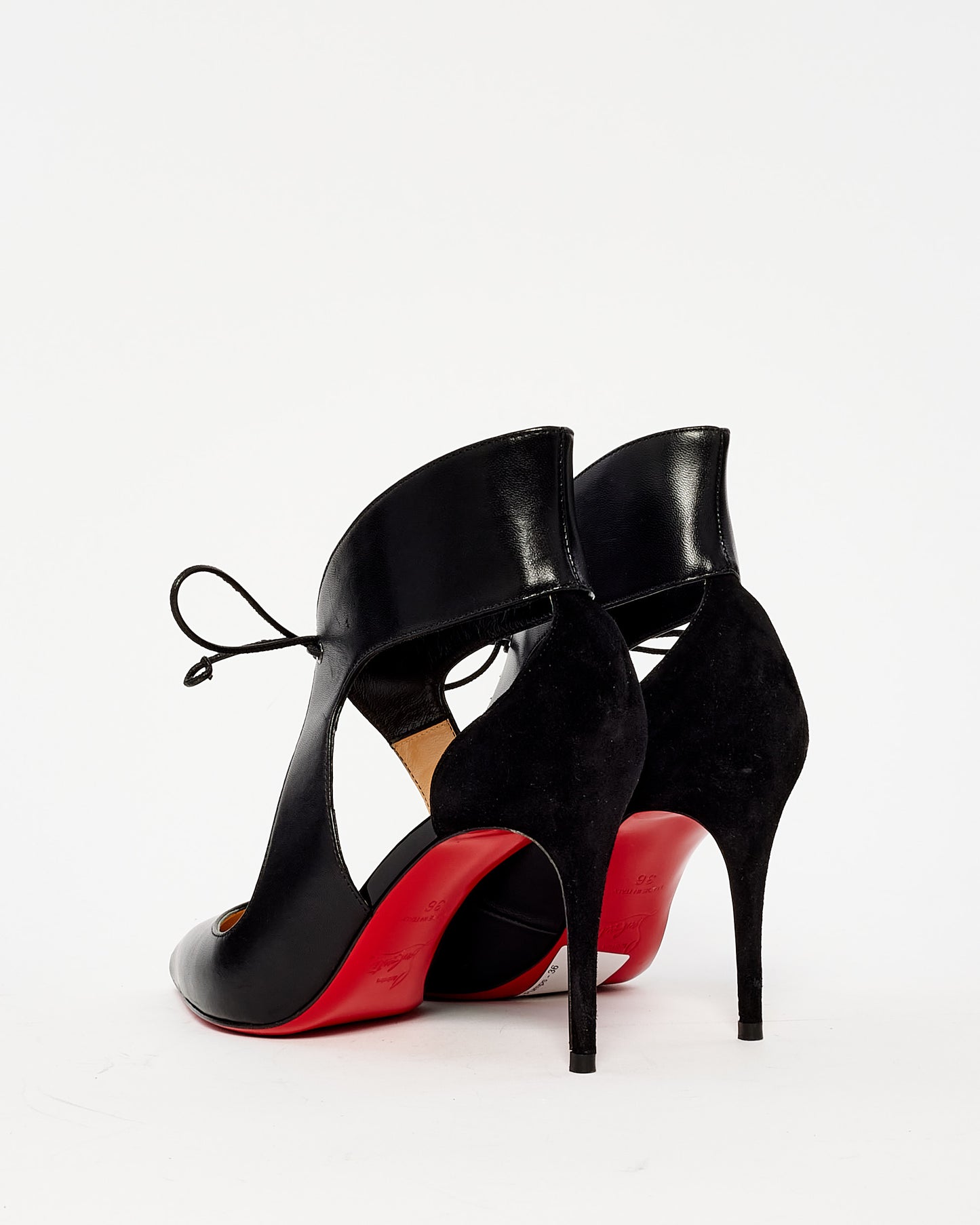 Christian Louboutin Black Leather Lace Up Pumps - 36