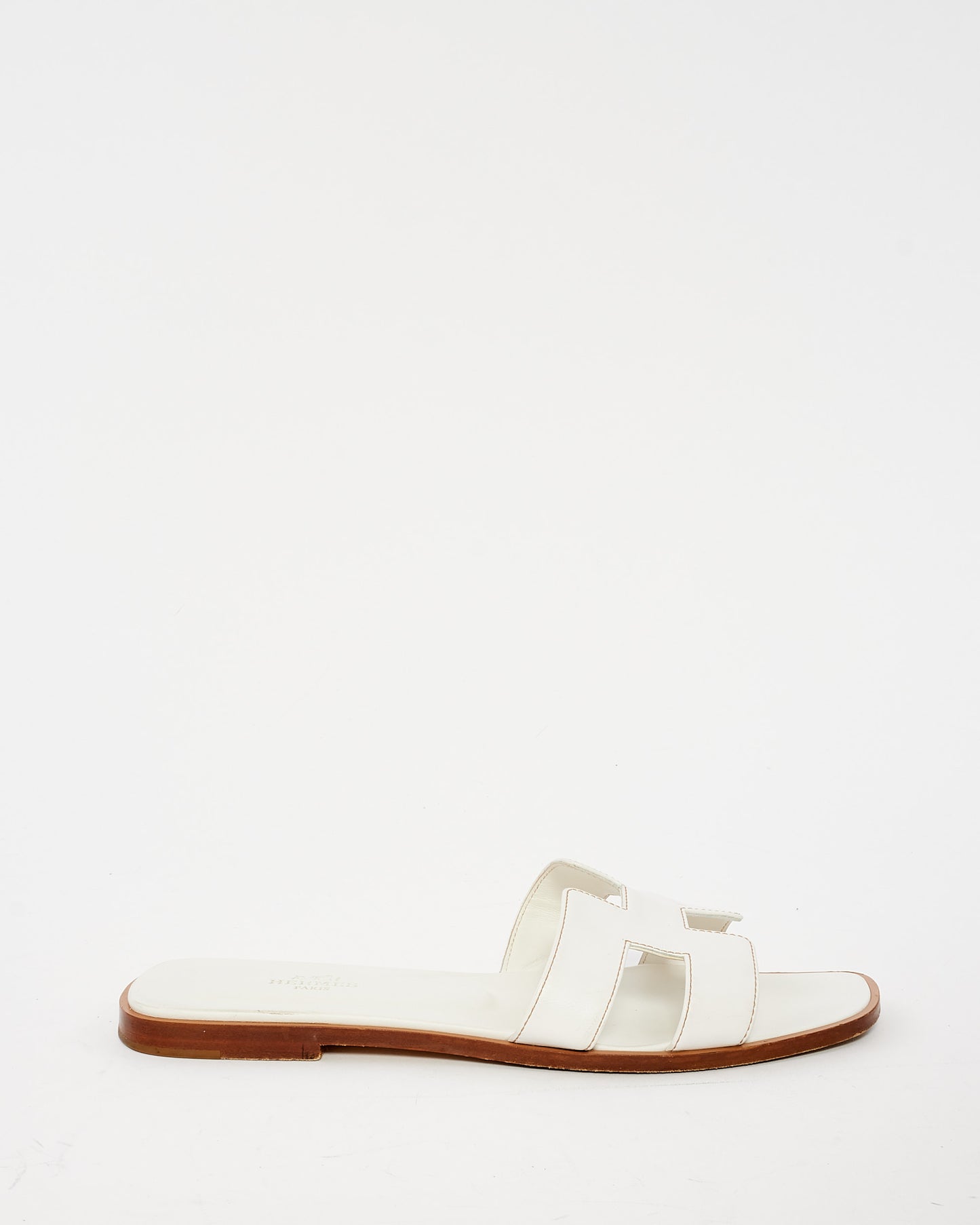 Hermès White Leather Oran Sandals - 40