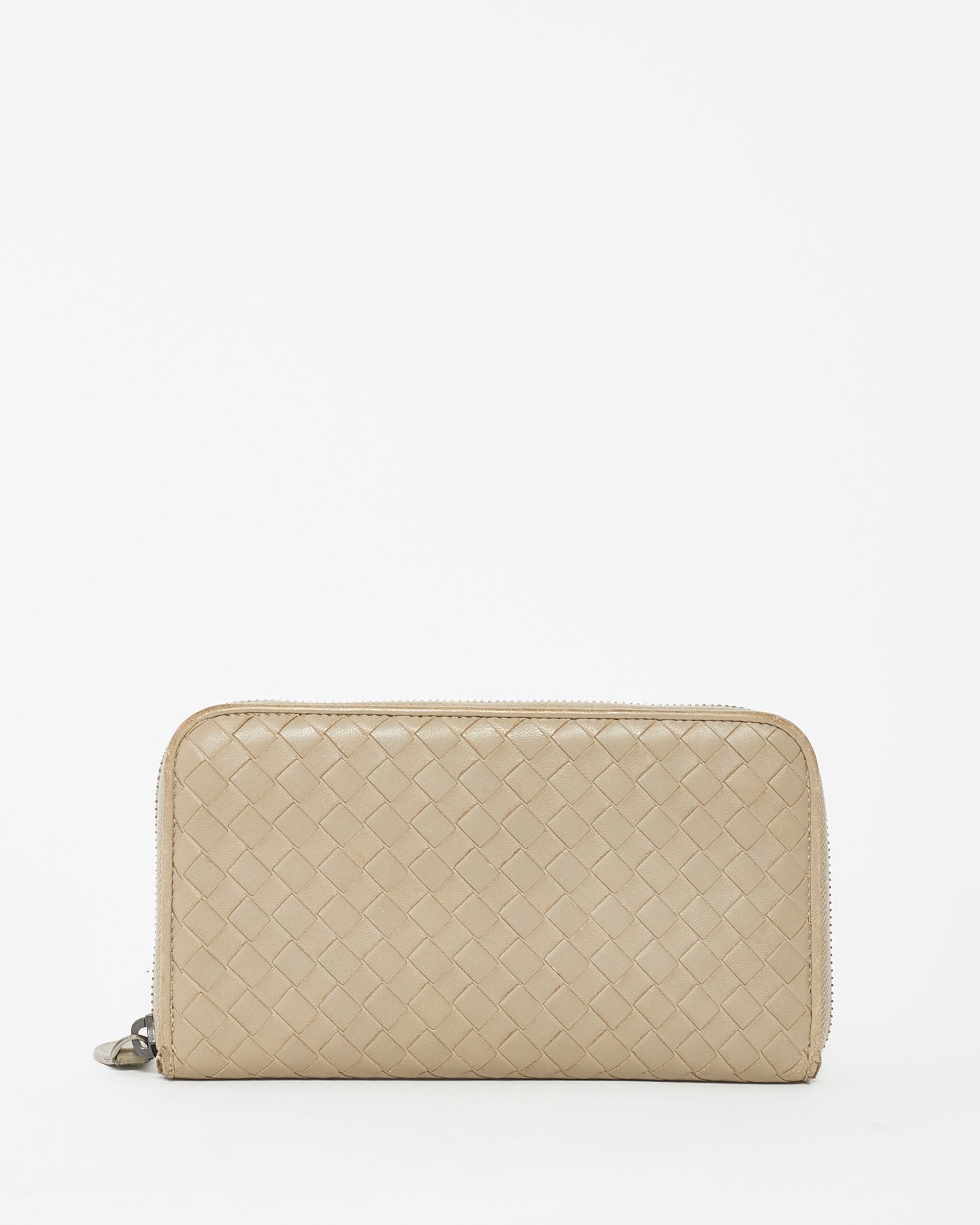 Bottega Veneta Grey Intrecciato Leather Long Zip Wallet