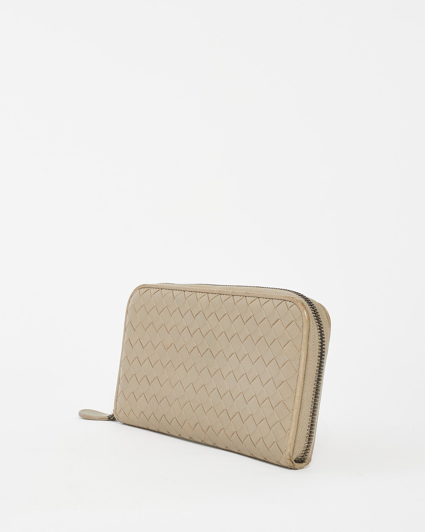 Bottega Veneta Grey Intrecciato Leather Long Zip Wallet