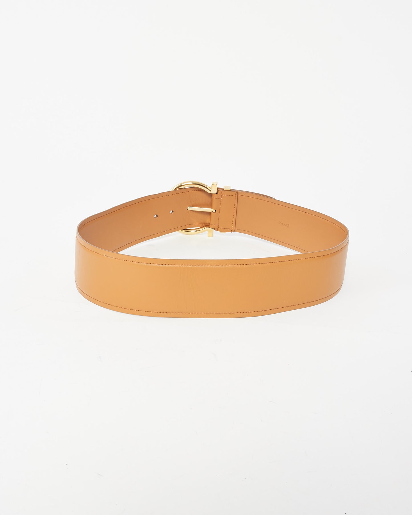 Salvatore Ferragamo Tan Leather GHW Large Belt - 85