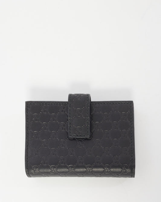 Gucci Black Leather Guccissima Flap Card Holder