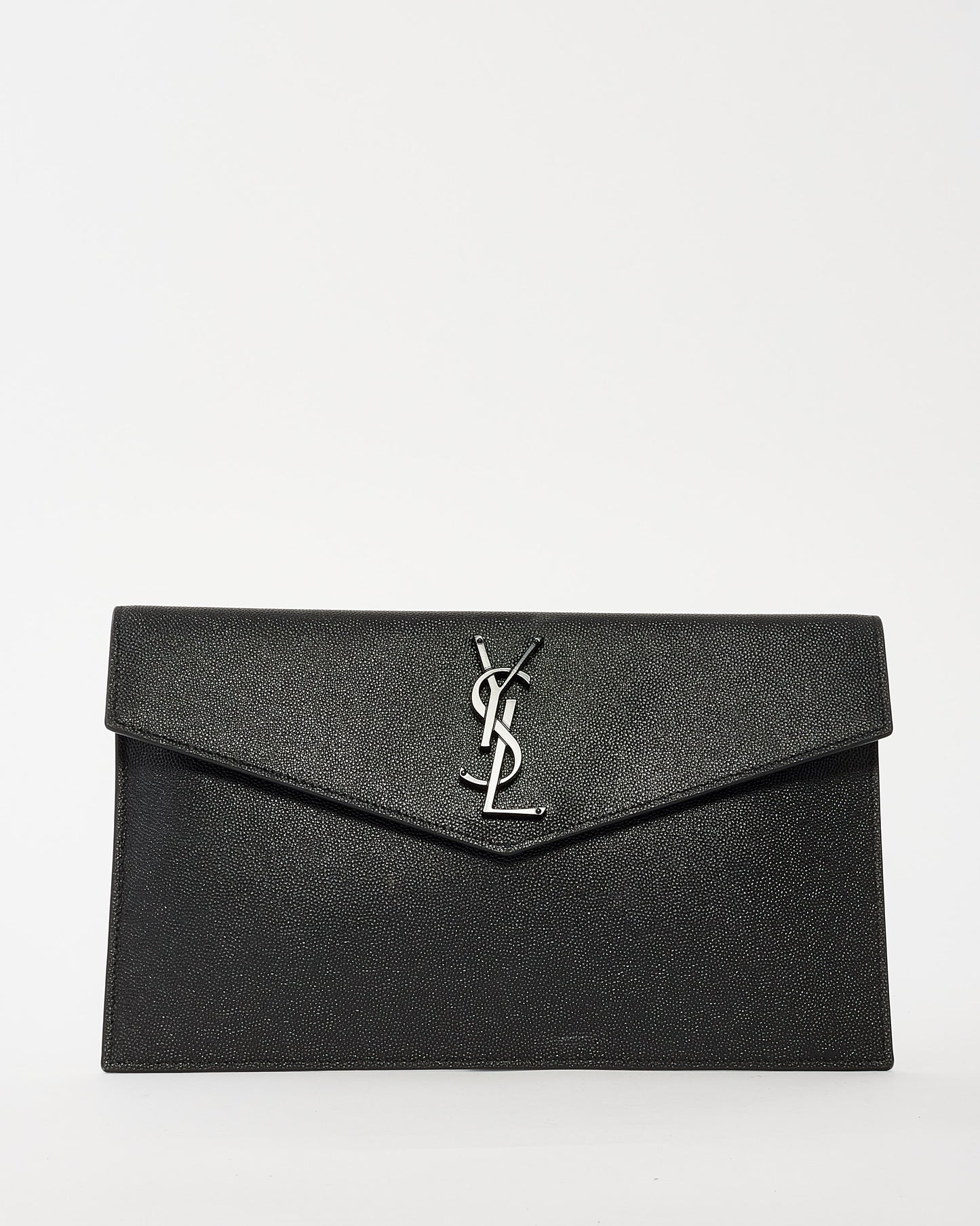 Saint Laurent Black Grained Leather So Black Uptown Clutch