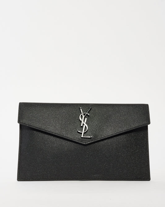 Saint Laurent Black Grained Leather So Black Uptown Clutch