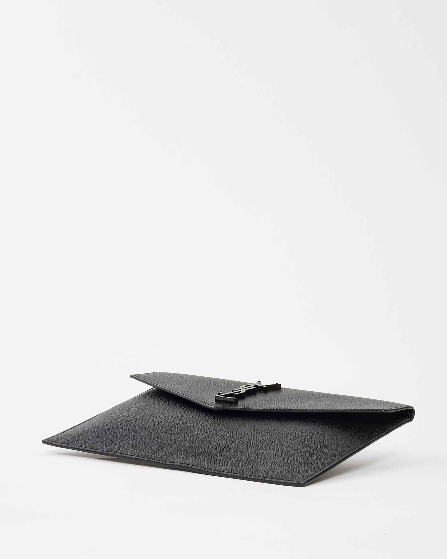 Saint Laurent Black Grained Leather So Black Uptown Clutch