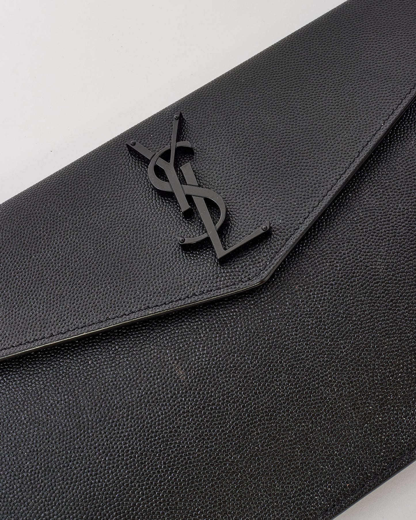 Saint Laurent Black Grained Leather So Black Uptown Clutch