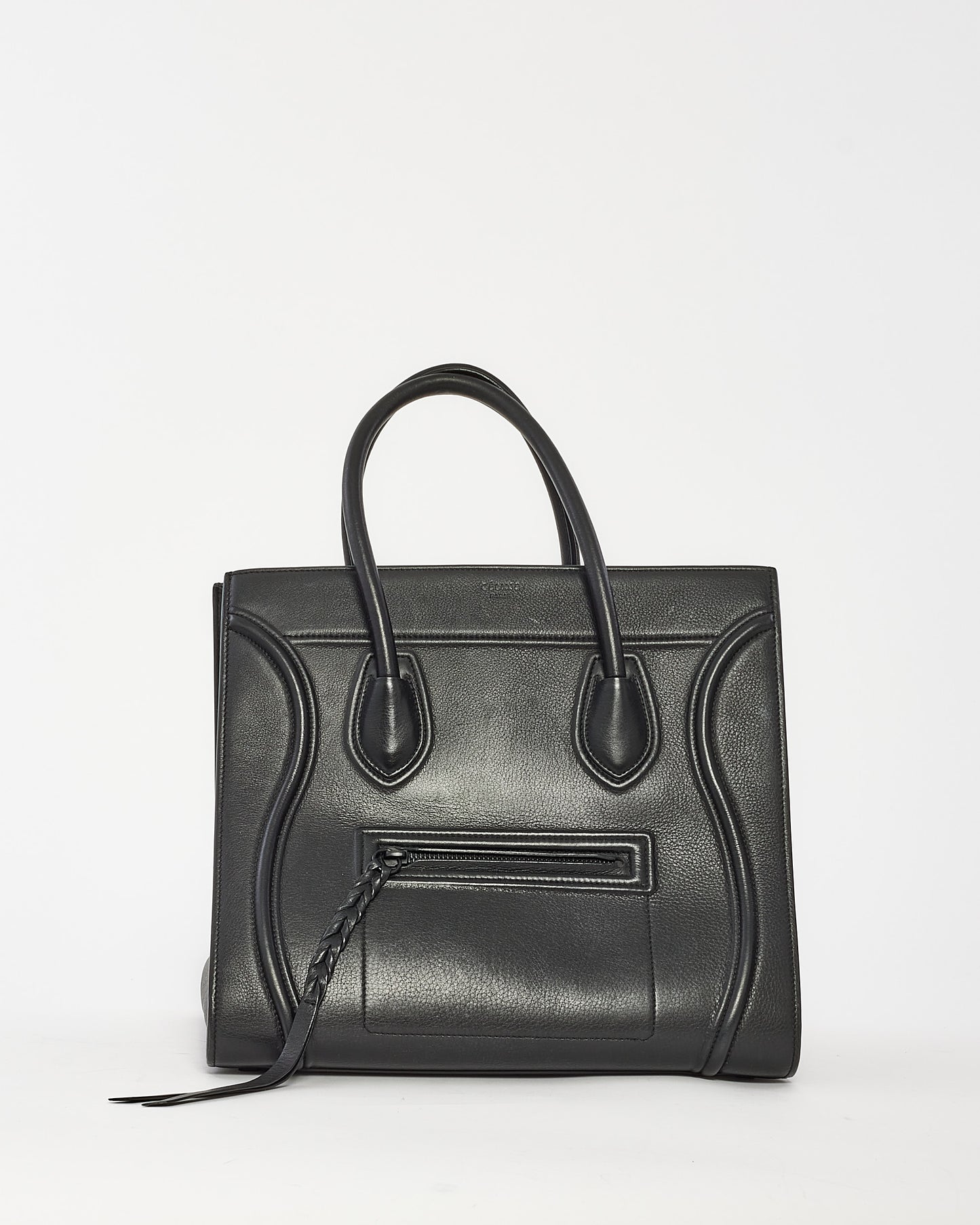 Celine Black Leather Phantom Luggage Medium Tote Bag